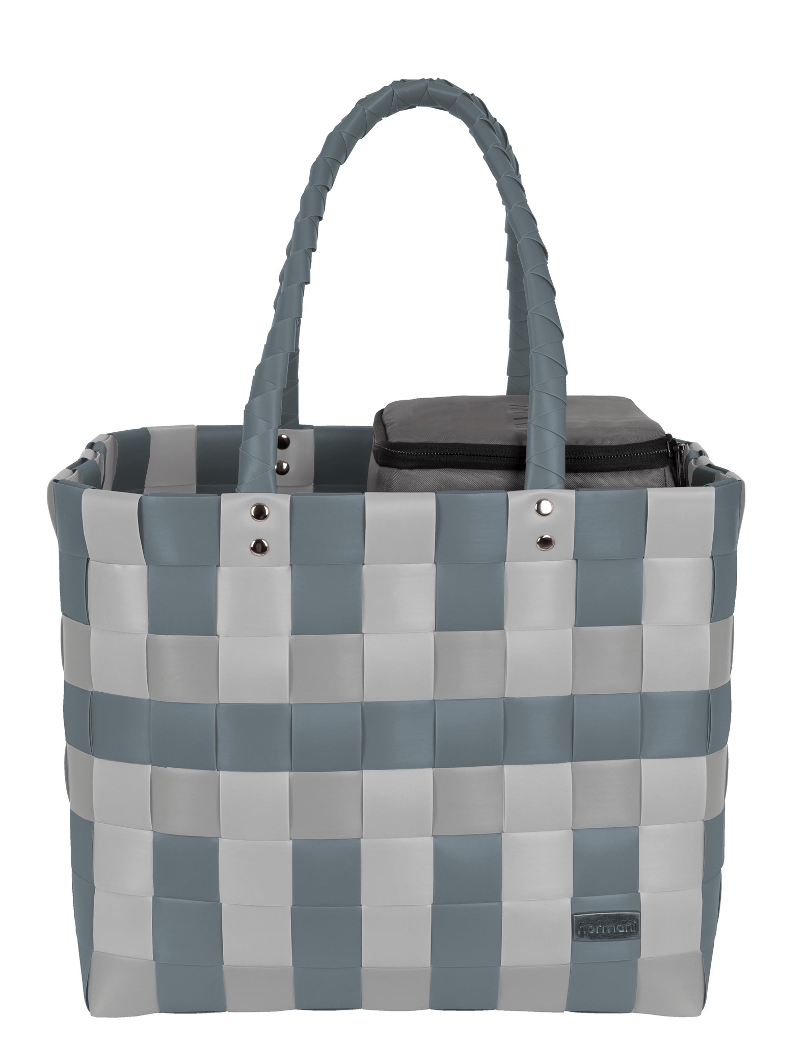 Bild von Flechtkorb mit kleiner Kühltasche Grey Shadow