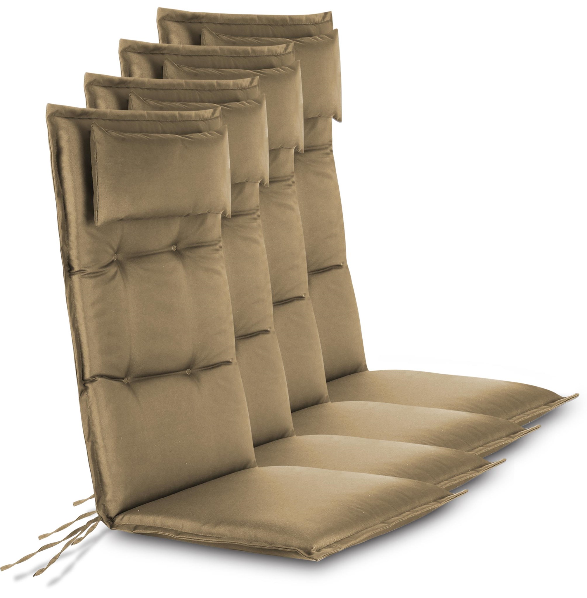 Bild von 4 Hochlehner Stuhlauflagen Sitzpolster Taupe