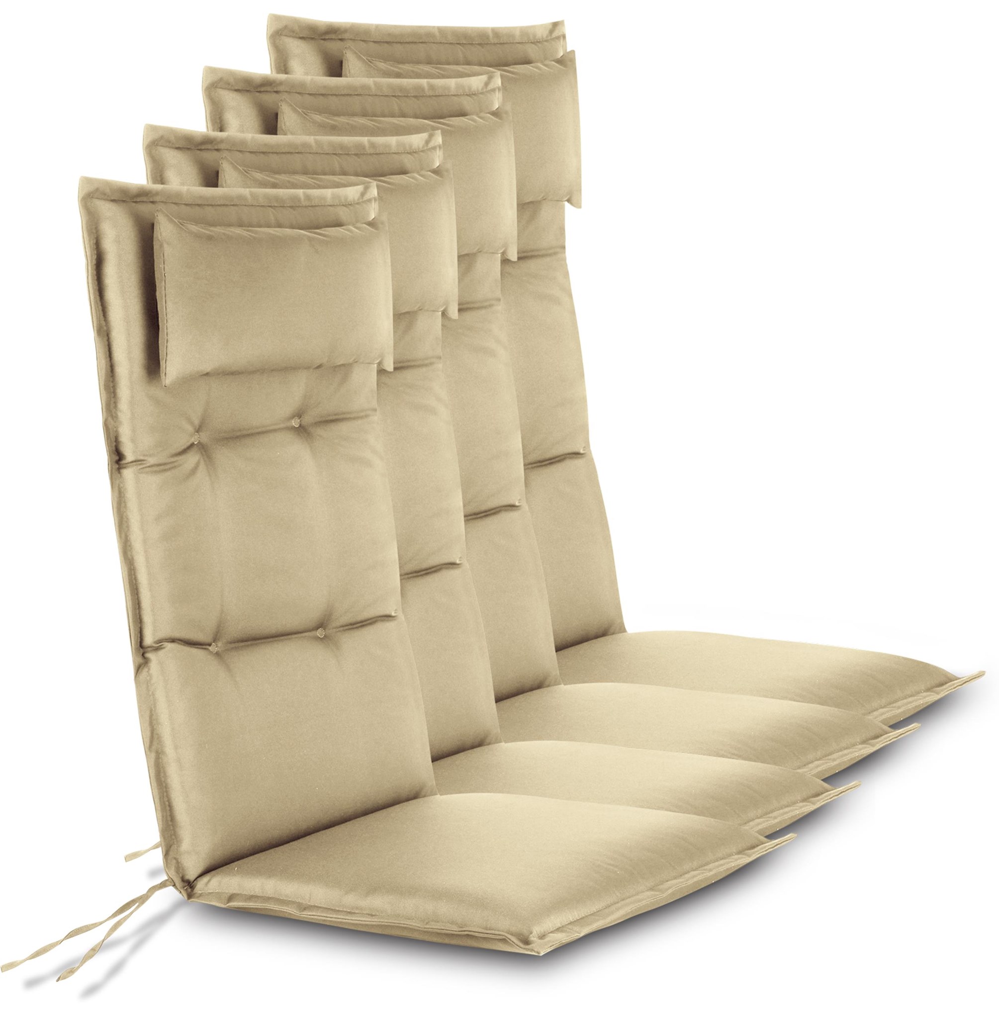 Bild von 4 Hochlehner Stuhlauflagen Sitzpolster Beige