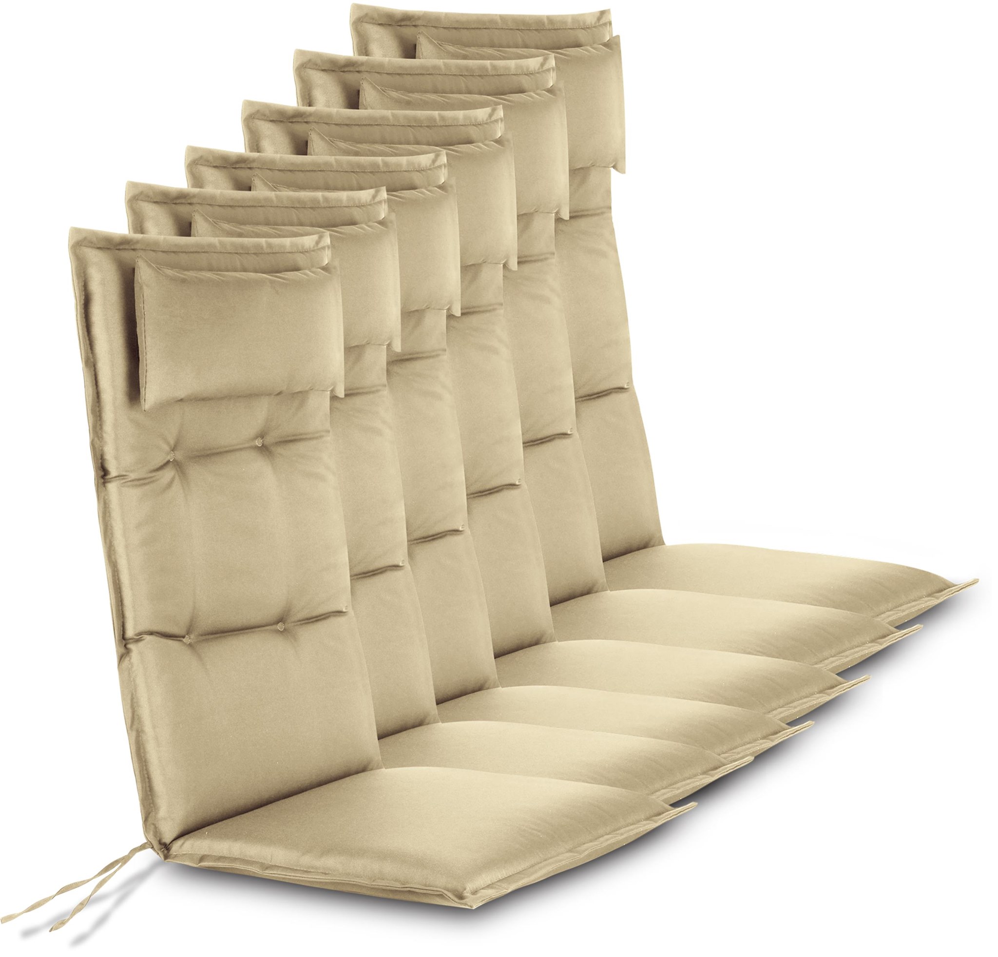 Bild von 6 Hochlehner Stuhlauflagen Sitzpolster Beige