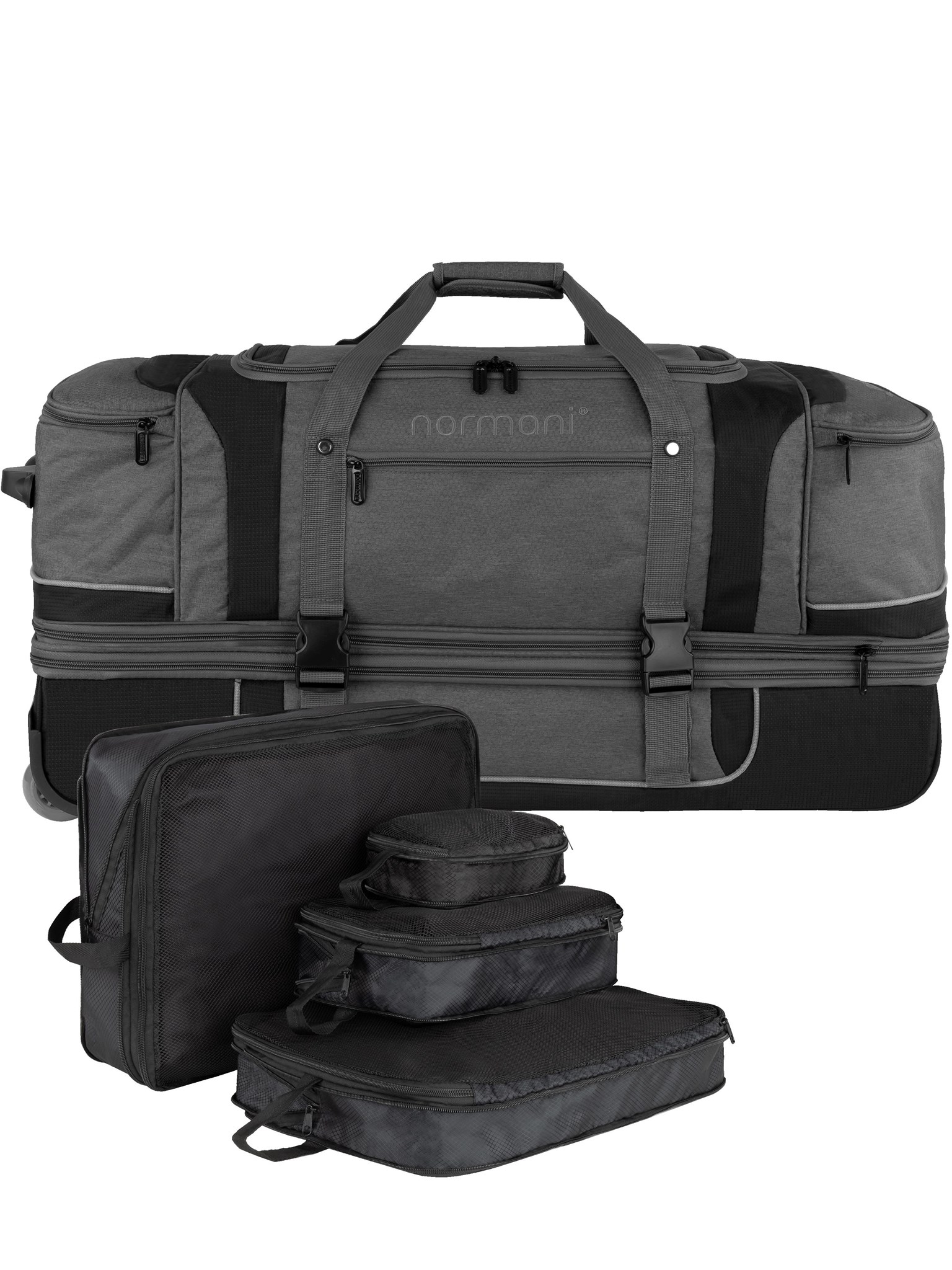 Bild von Reisetrolley 120-150 L mit Kleidertaschen Grau/Schwarz