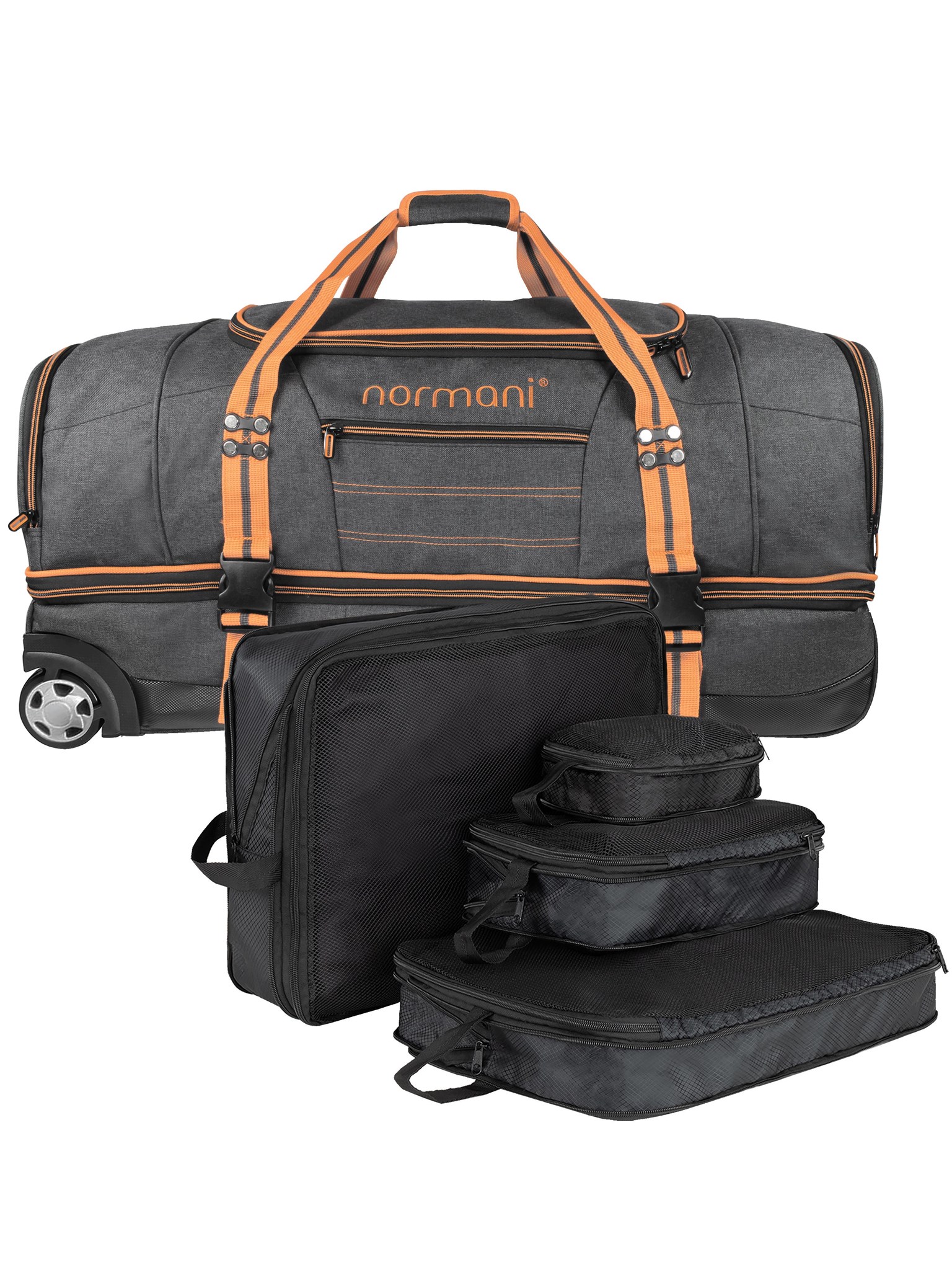 Image de Sac de voyage 120 L avec 4 Sacs à vêtements Orange