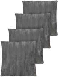 Bild von 4er Set Kissenbezüge aus Streifen-Flanell 45x45 cm „Zarate“ Dunkelgrau