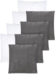 Bild von 4er Set Kissenbezüge mit Füllung 45 x 45 cm „Zarate“ Dunkelgrau