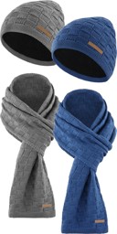 Bild von Winterset aus Merinowolle Schal und Mütze Muster „Yuma“