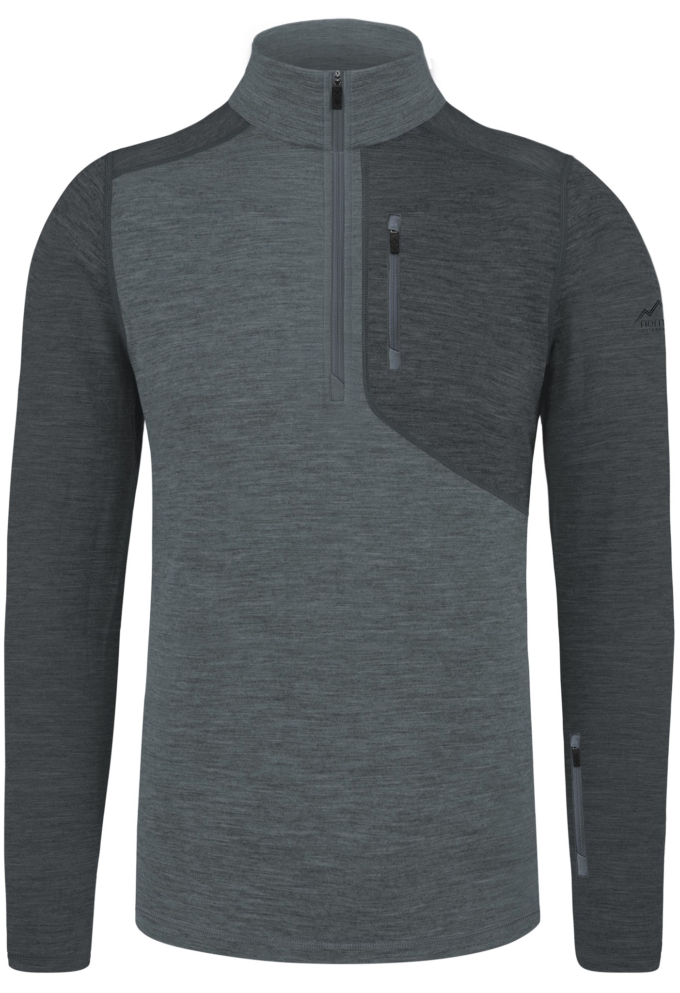 Bild von Herren Merino Langarm mit 1/4 Zipper „Mildura“ Grau