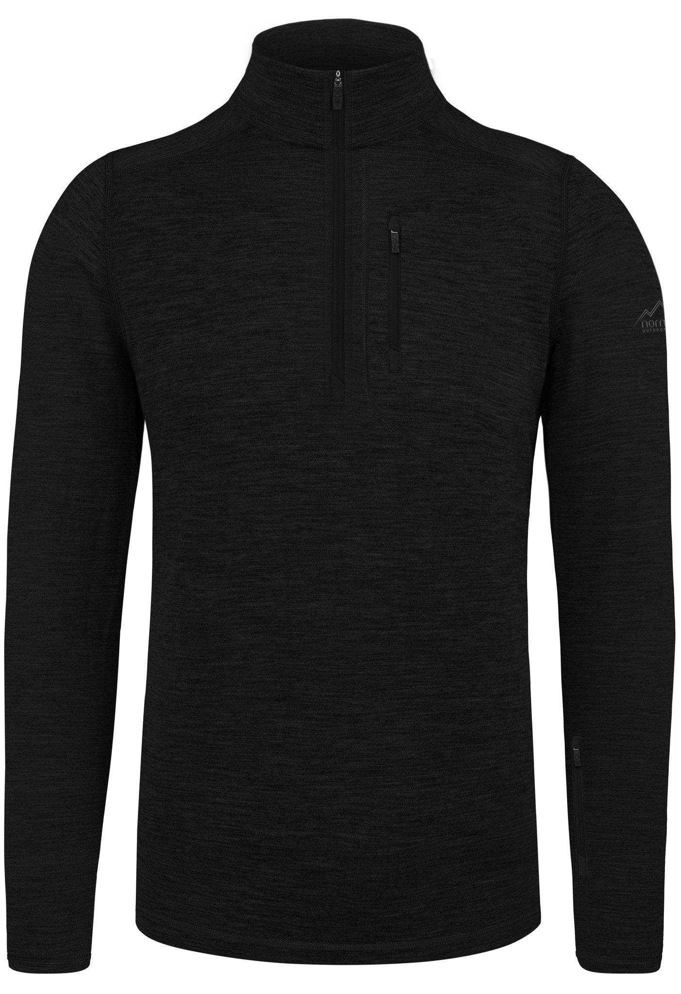 Bild von Herren Merino Langarm mit 1/4 Zipper „Mildura“ Schwarz