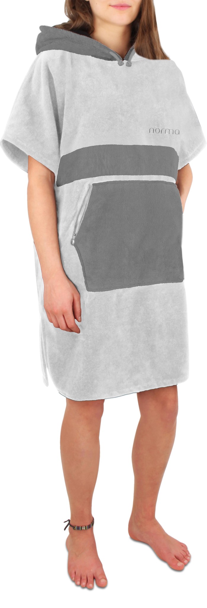 Bild von Baumwoll Badehandtuch Badeponcho Grau
