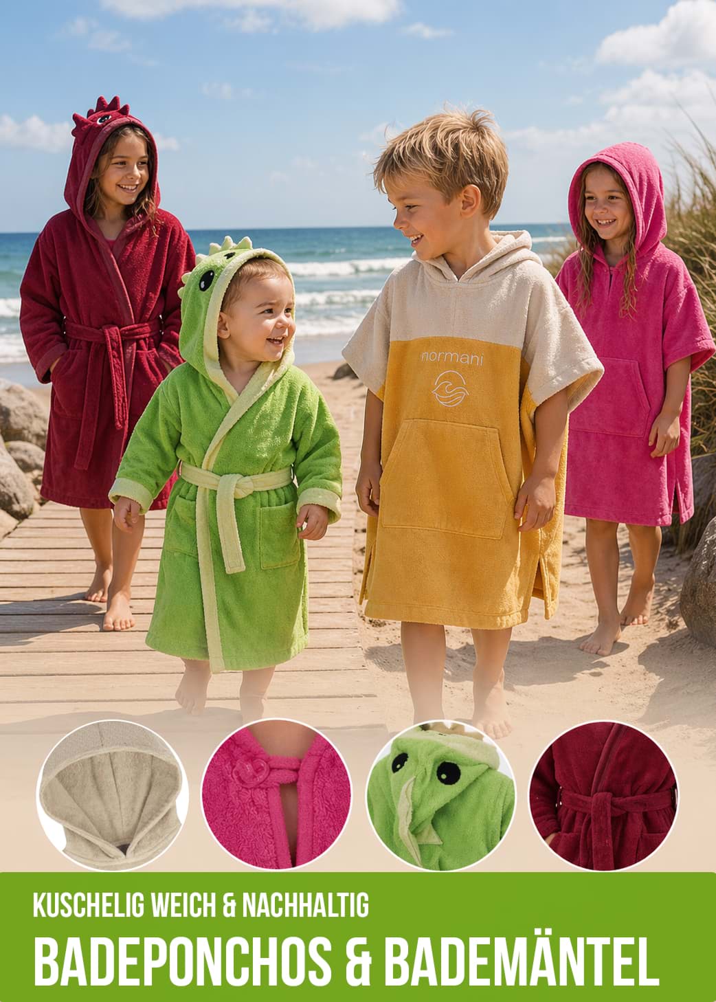 Kinder Bademantel, Kinder Badeponcho