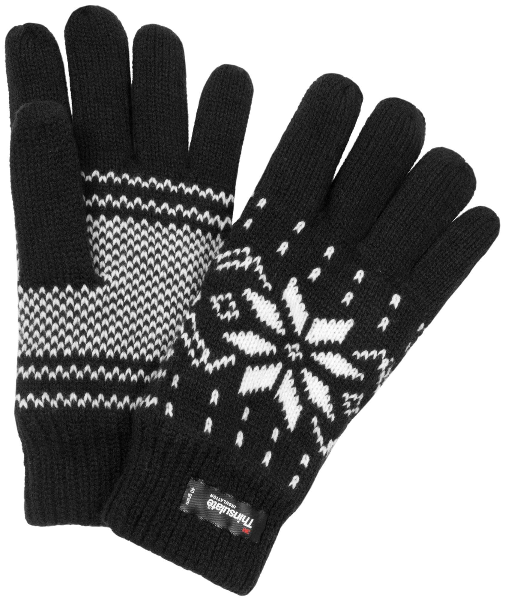 Bild von Strick-Fingerhandschuhe „Norweger“ mit Norweger- Motiv mit 3M Thinsulate™ (40 g) Schwarz