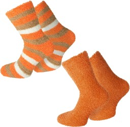 Bild von 2 Paar Kuschel-Socken Ringel Orange