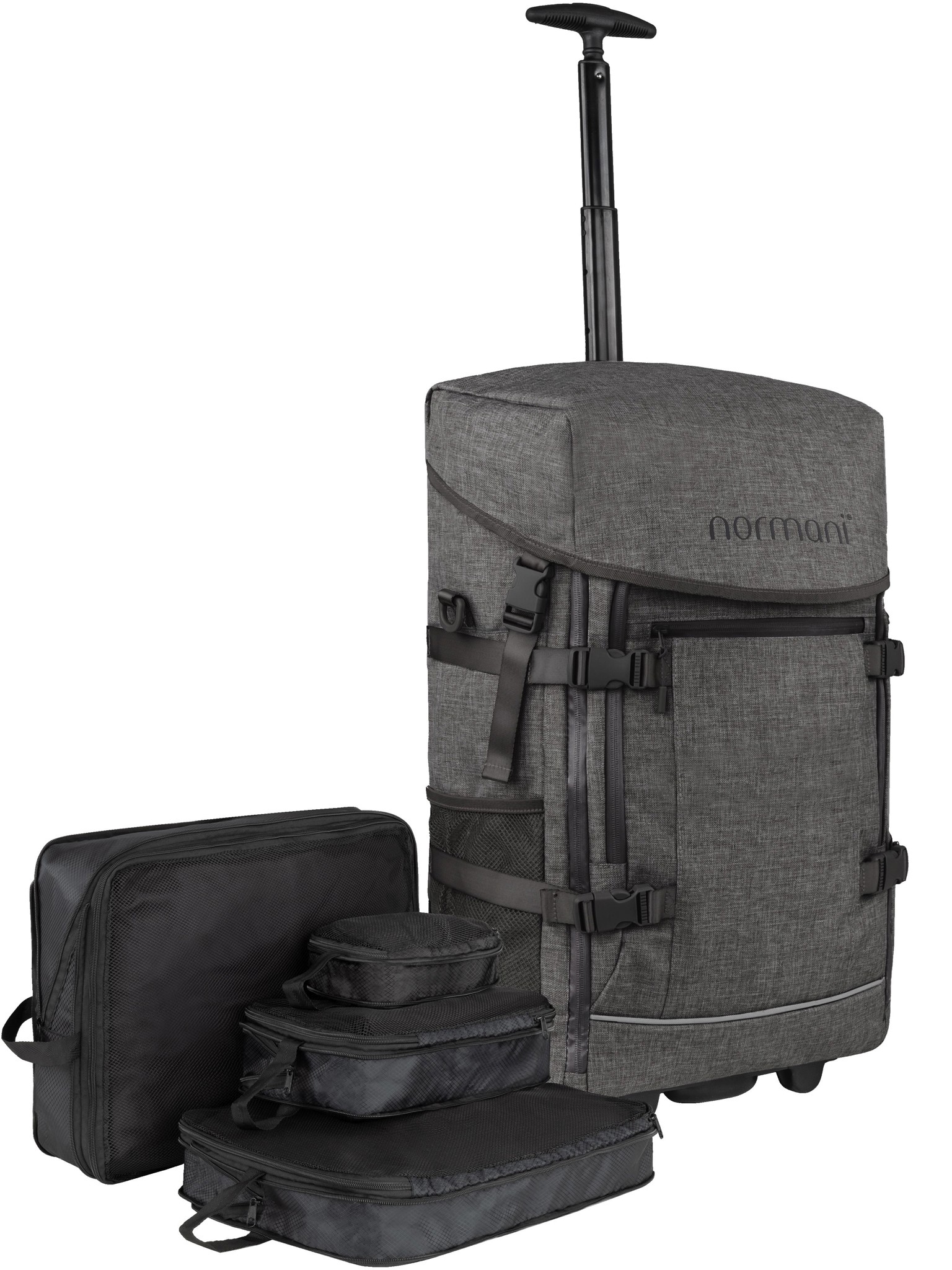 Bild von Rucksack-Trolley Handgepäck mit Kleidertaschen „Nara“ Anthrazit