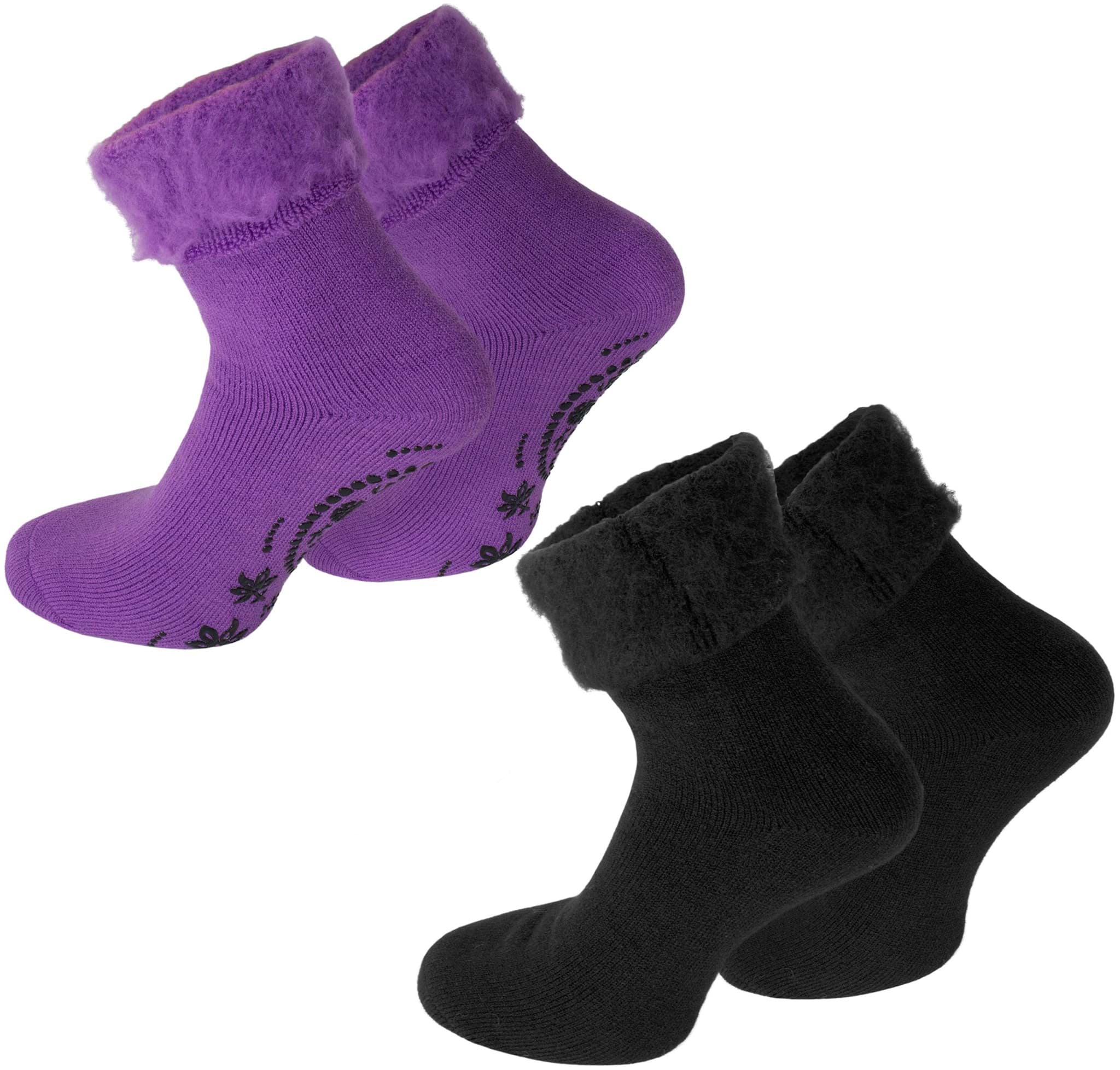 Bild von 2 Paar Kuschelsocken „Dream“ mit ABS Lila/Schwarz