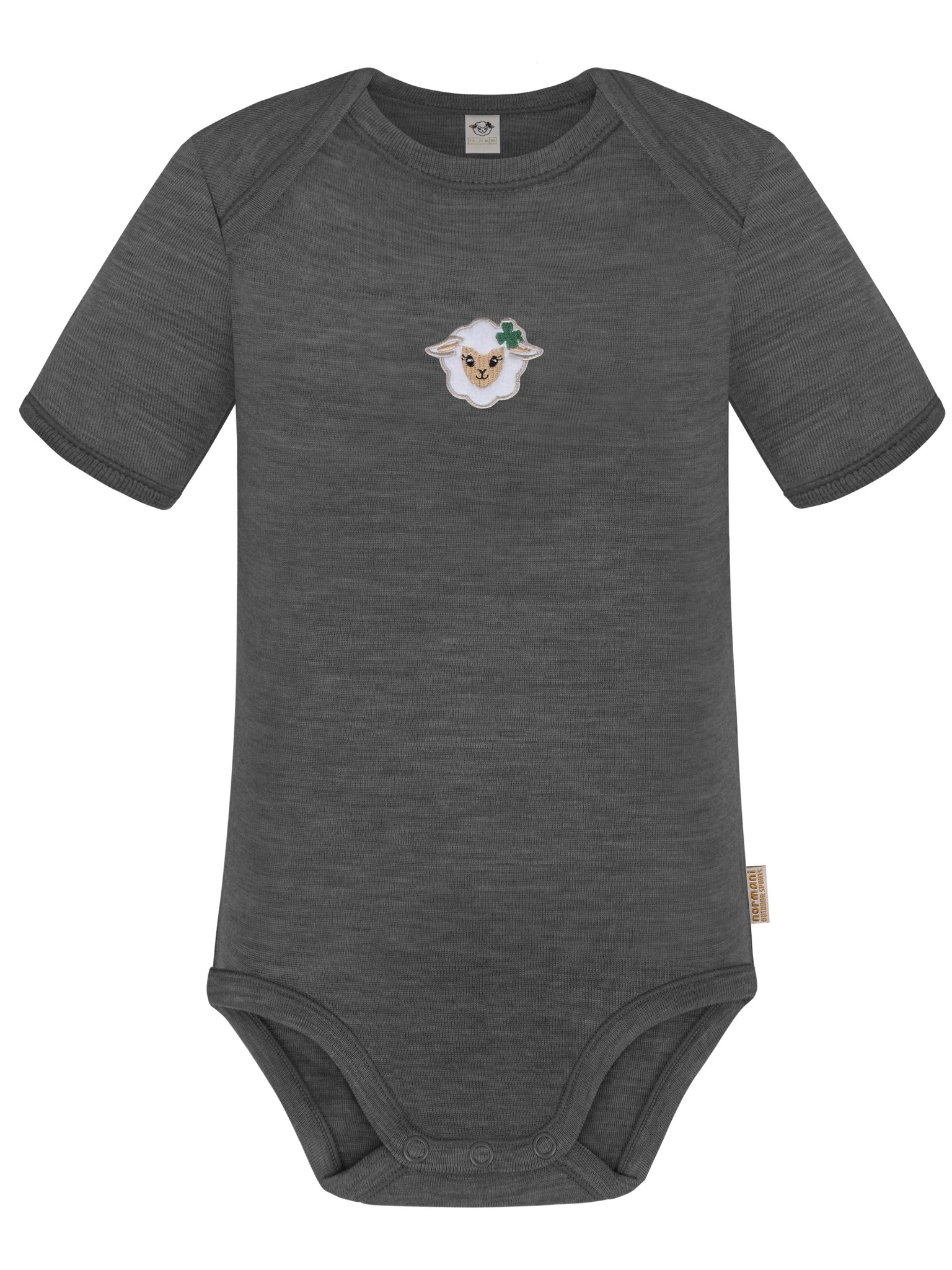 Bild von Baby Merino Body Kurzarm „Tauranga" Anthrazit