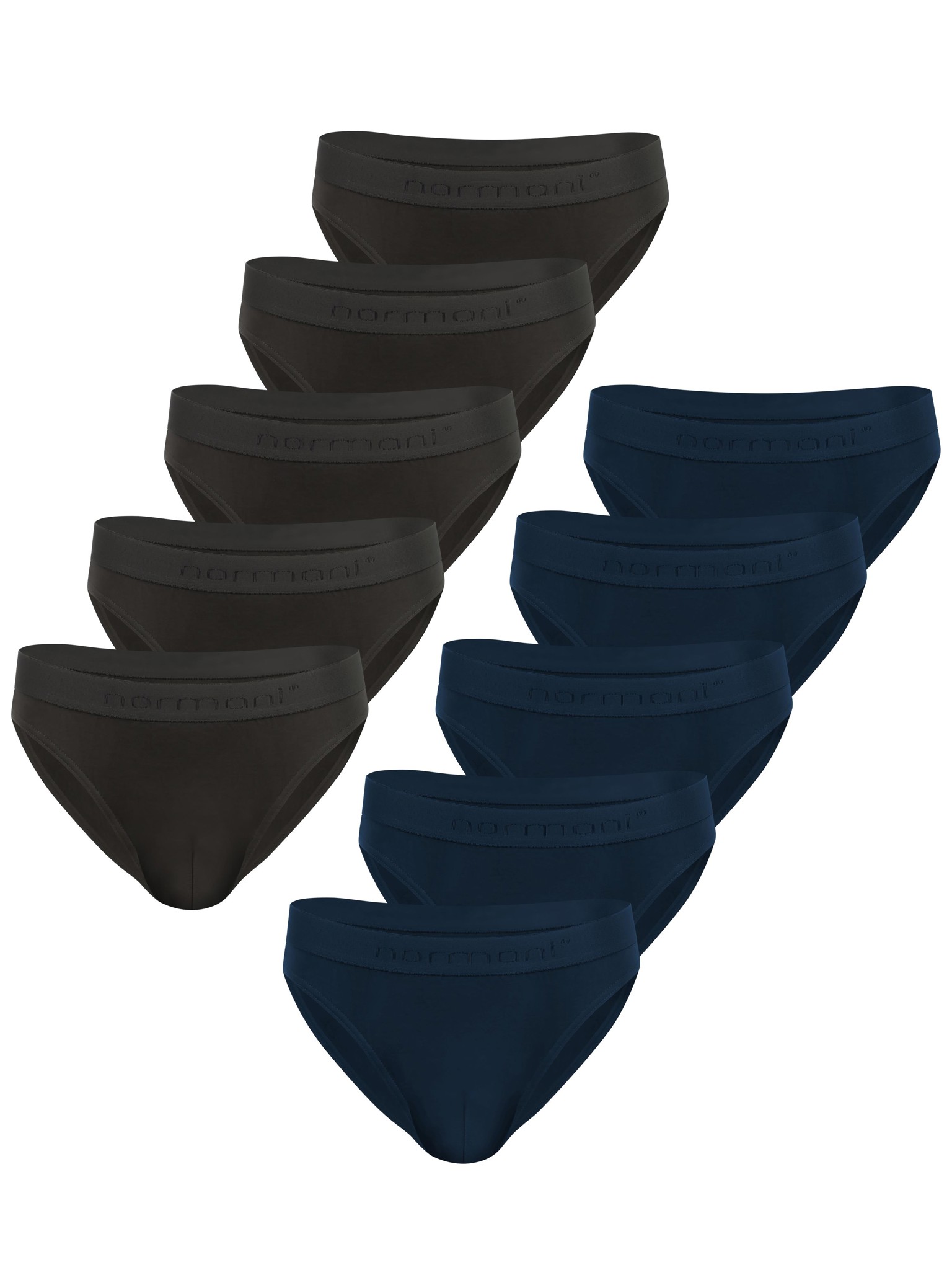 Bild von 10 Slips aus Bio-Baumwolle „Sliwen“ Dunkelblau/Schwarz
