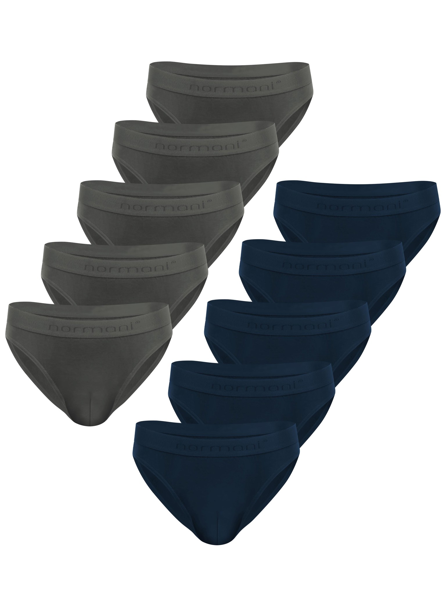 Bild von 10 Slips aus Bio-Baumwolle „Sliwen“ Dunkelblau/Grau