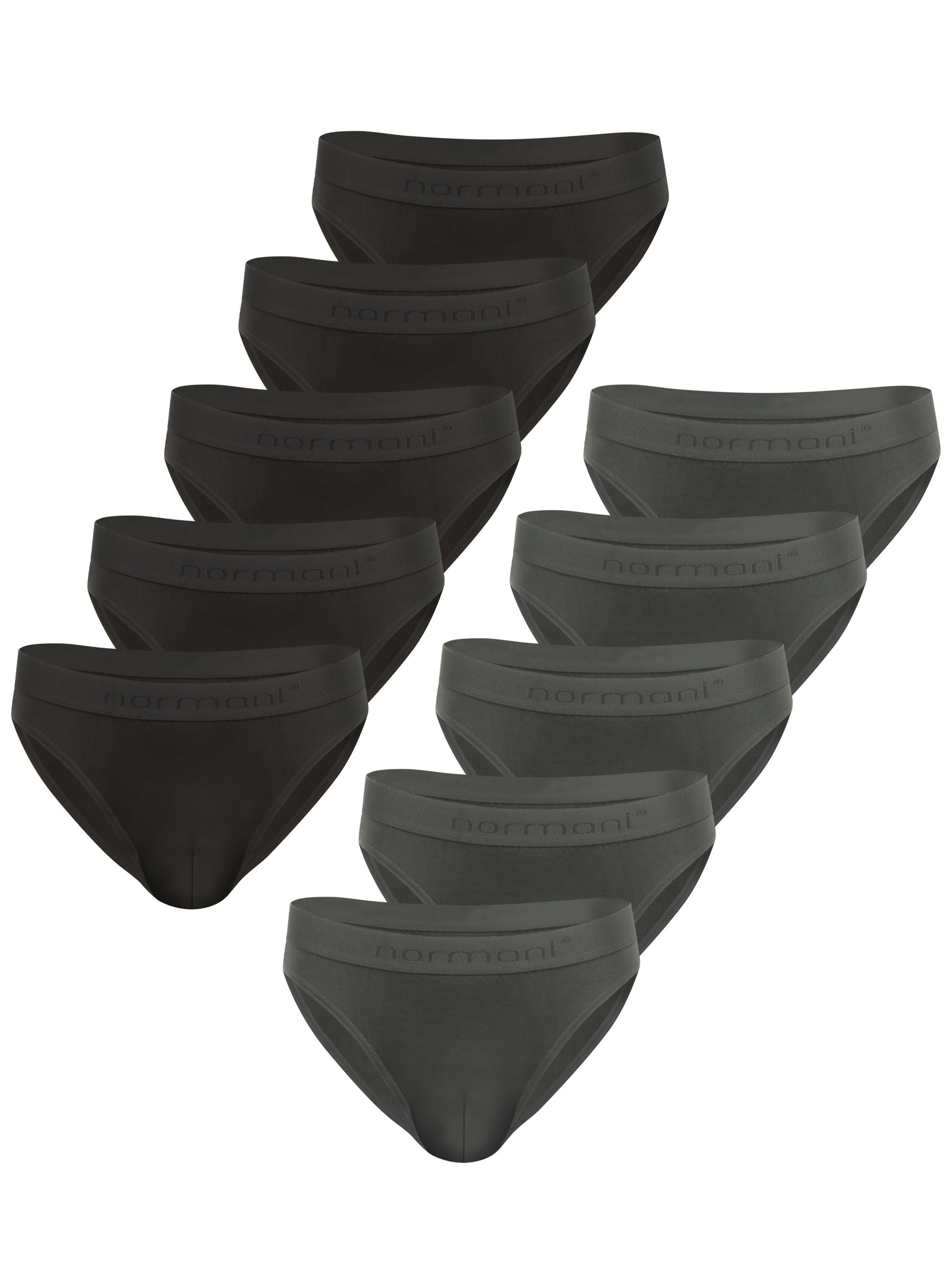 Bild von 10 Slips aus Bio-Baumwolle „Sliwen“ Grau/Schwarz