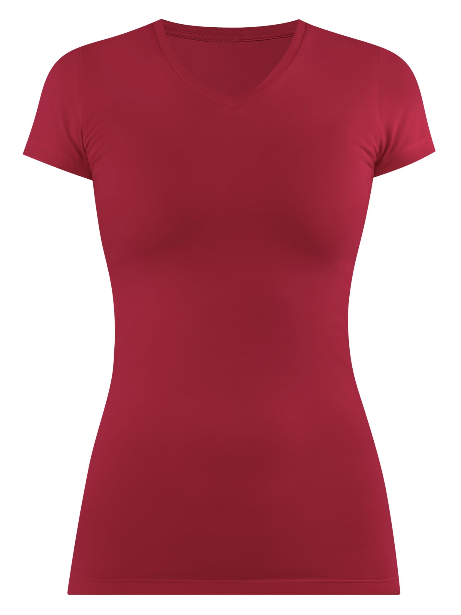 Bild von Figurbetontes T-Shirt mit V-Ausschnitt „Siena“ Kirsche