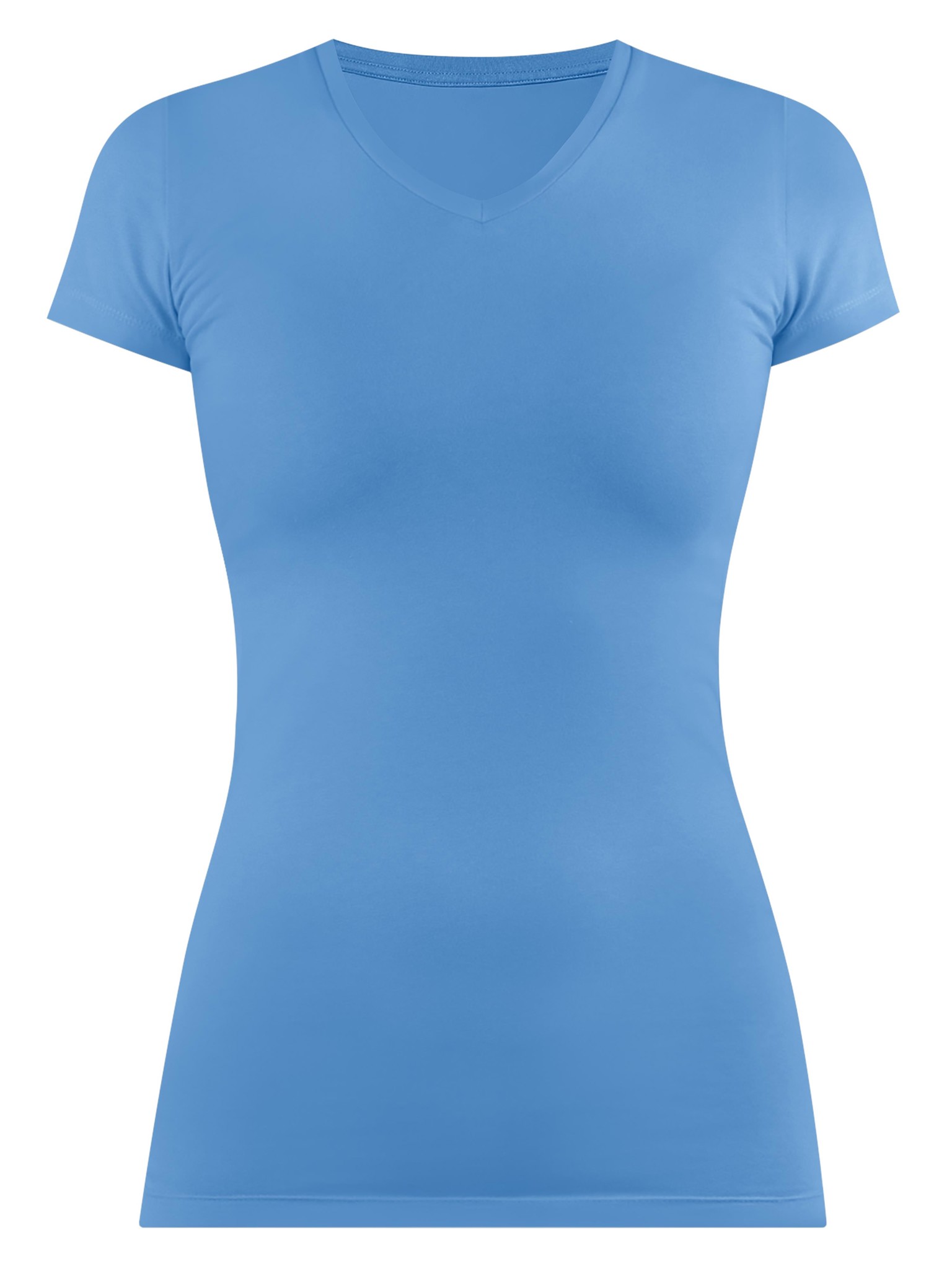 Bild von Figurbetontes T-Shirt mit V-Ausschnitt „Siena“ Blau