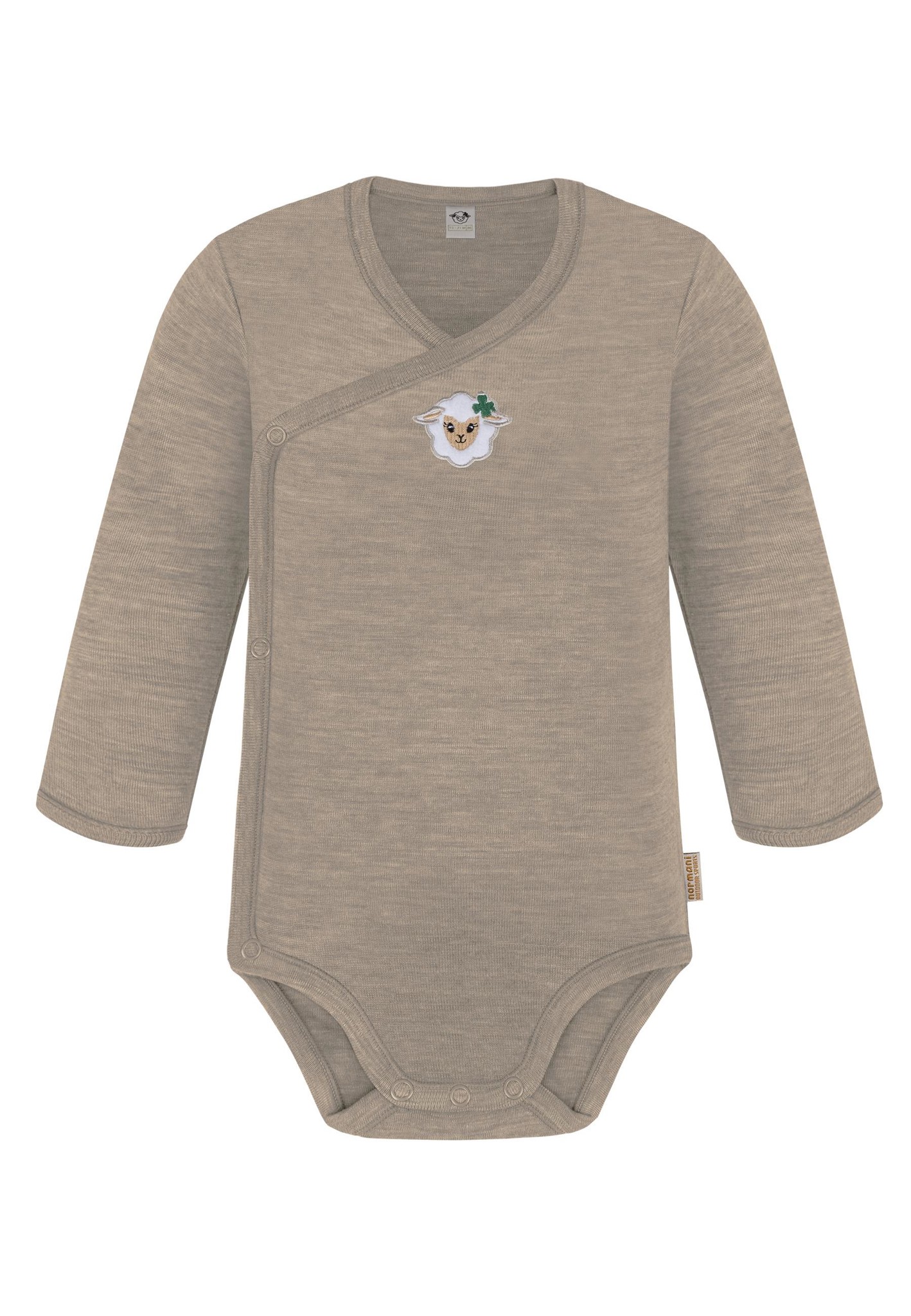 Bild von Baby Merino Wickelbody Langarm "Kaitaia" Beige