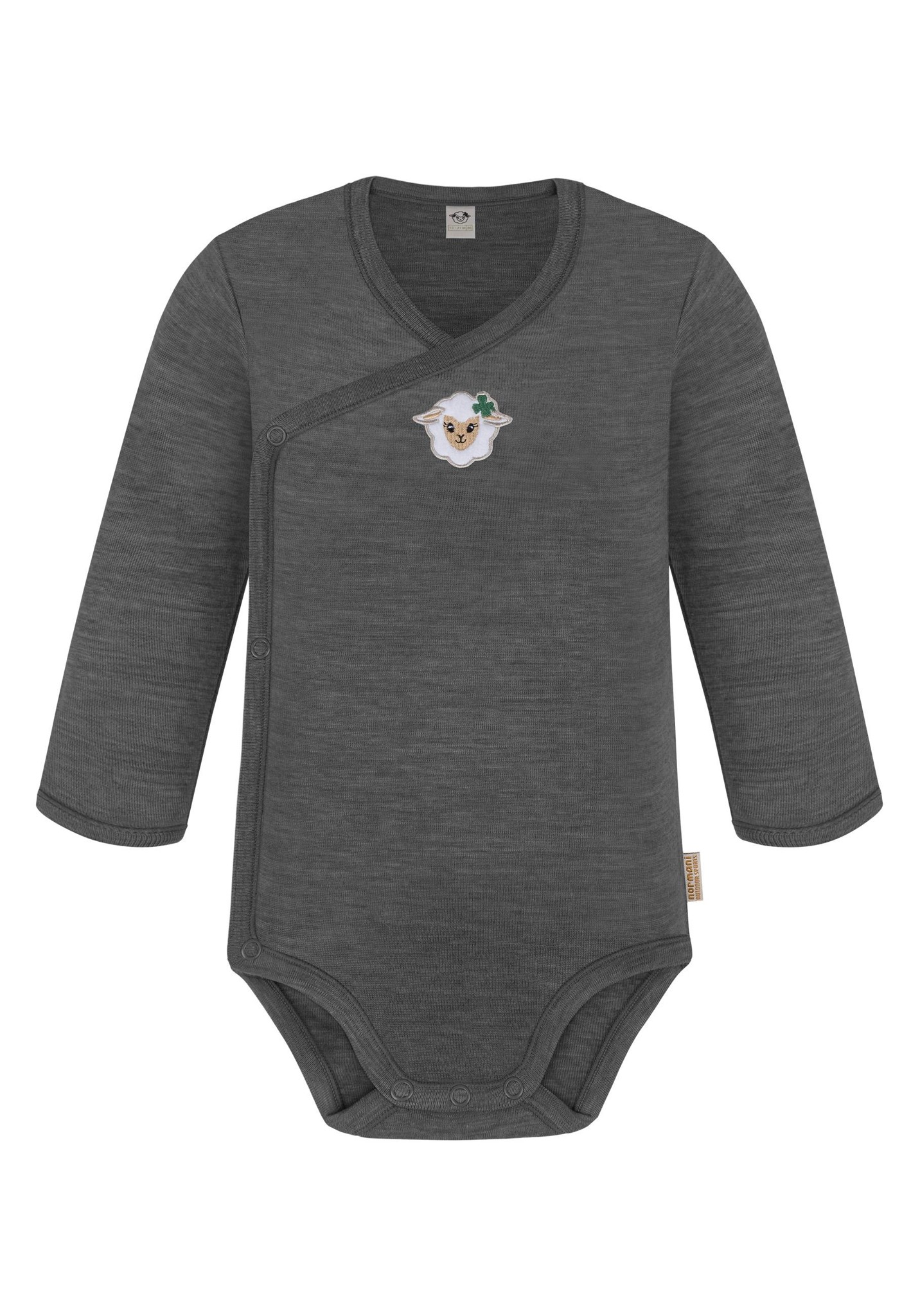 Bild von Baby Merino Wickelbody Langarm "Kaitaia" Anthrazit