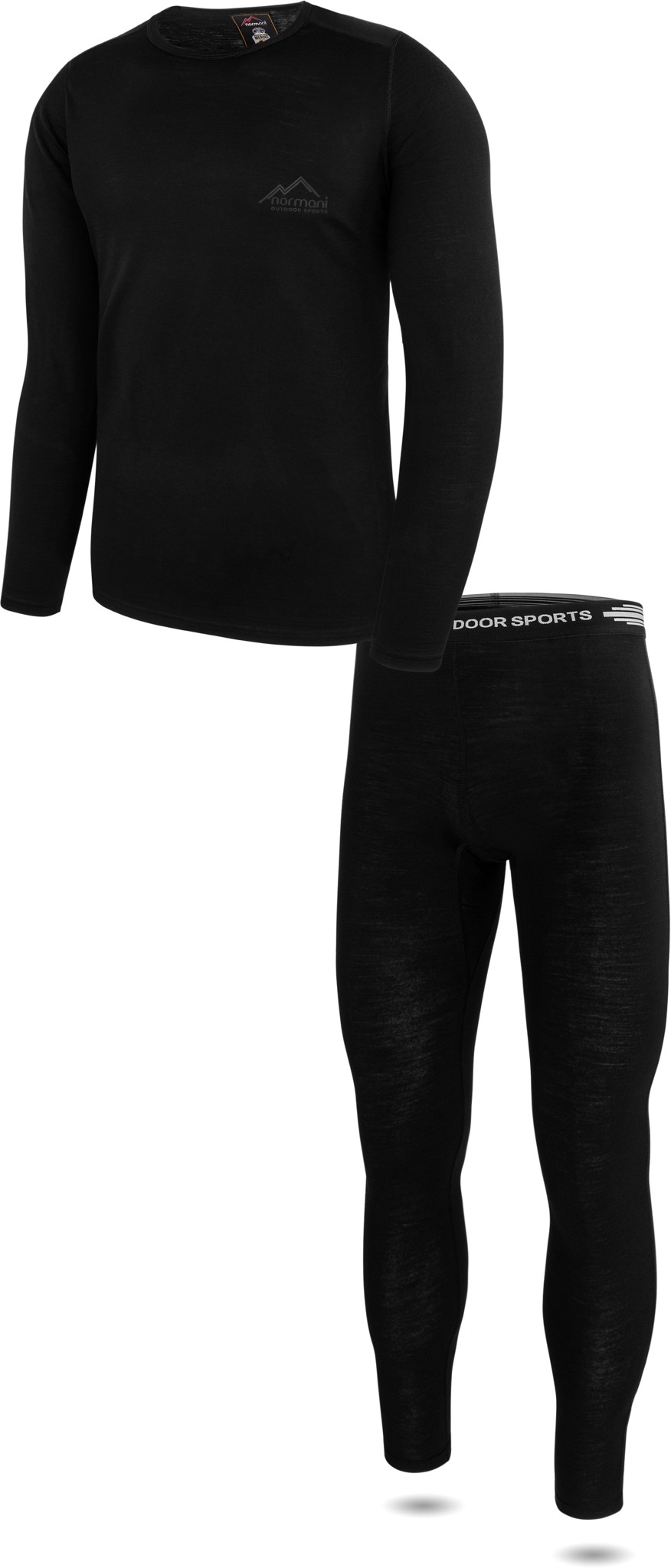 Bild von Merino Unterwäschen-Set für Herren - Langarm-Shirt und Unterhose „Melbourne/Sydney“ Schwarz