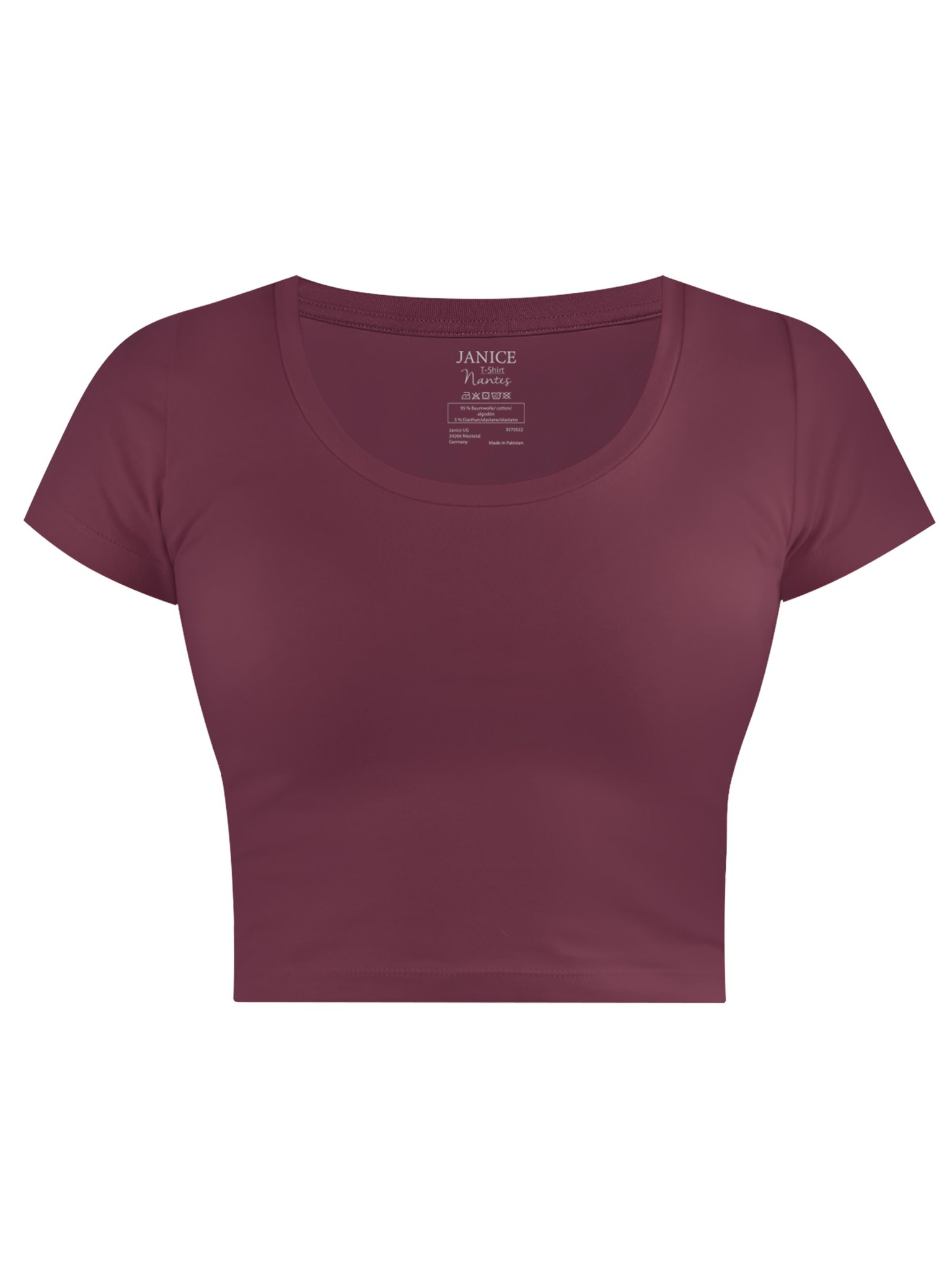 Bild von Damen crop T-Shirt „Nantes“ Burgund