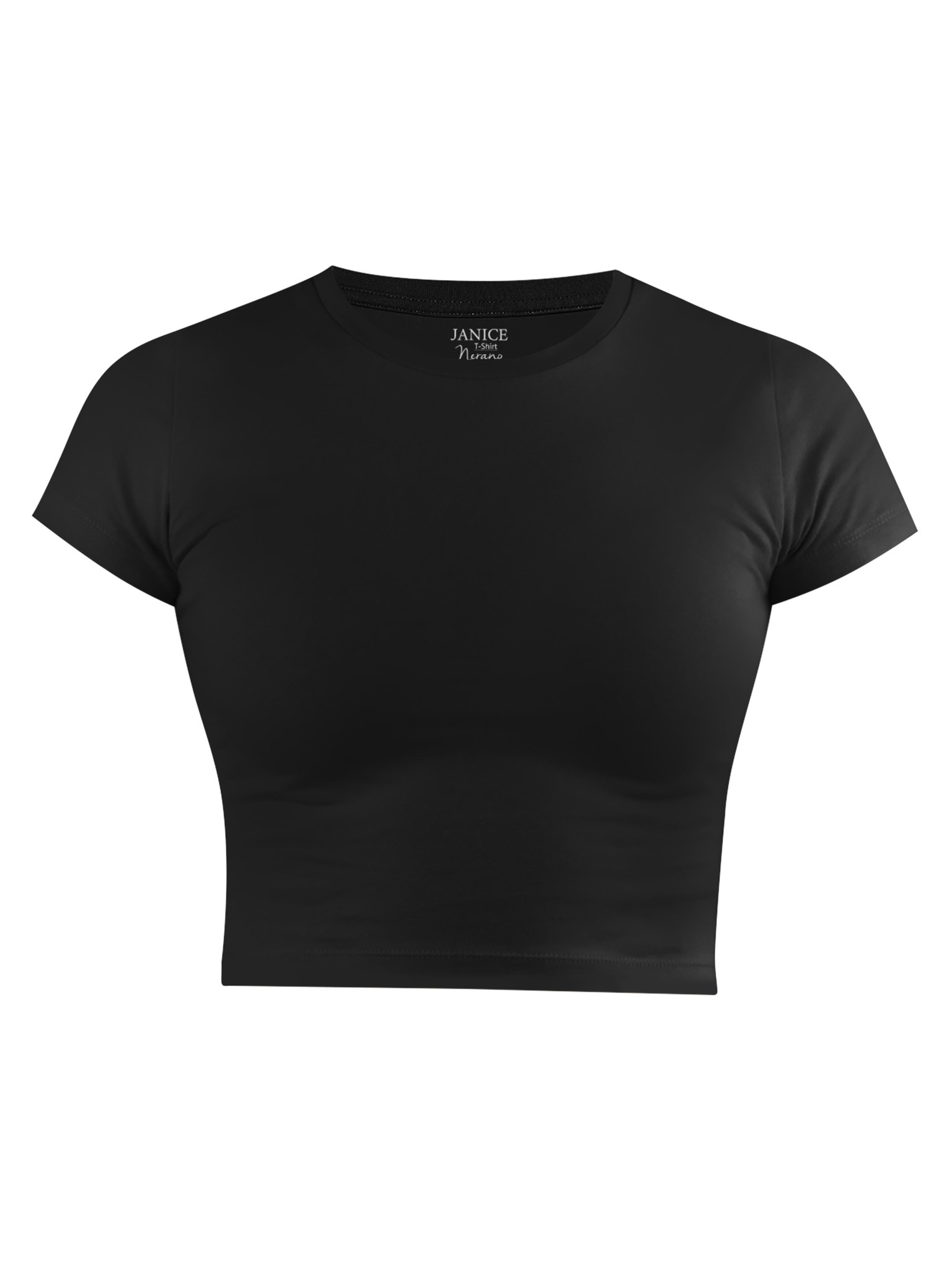Bild von Damen crop T-Shirt hochgeschlossen „Nerano“ Schwarz