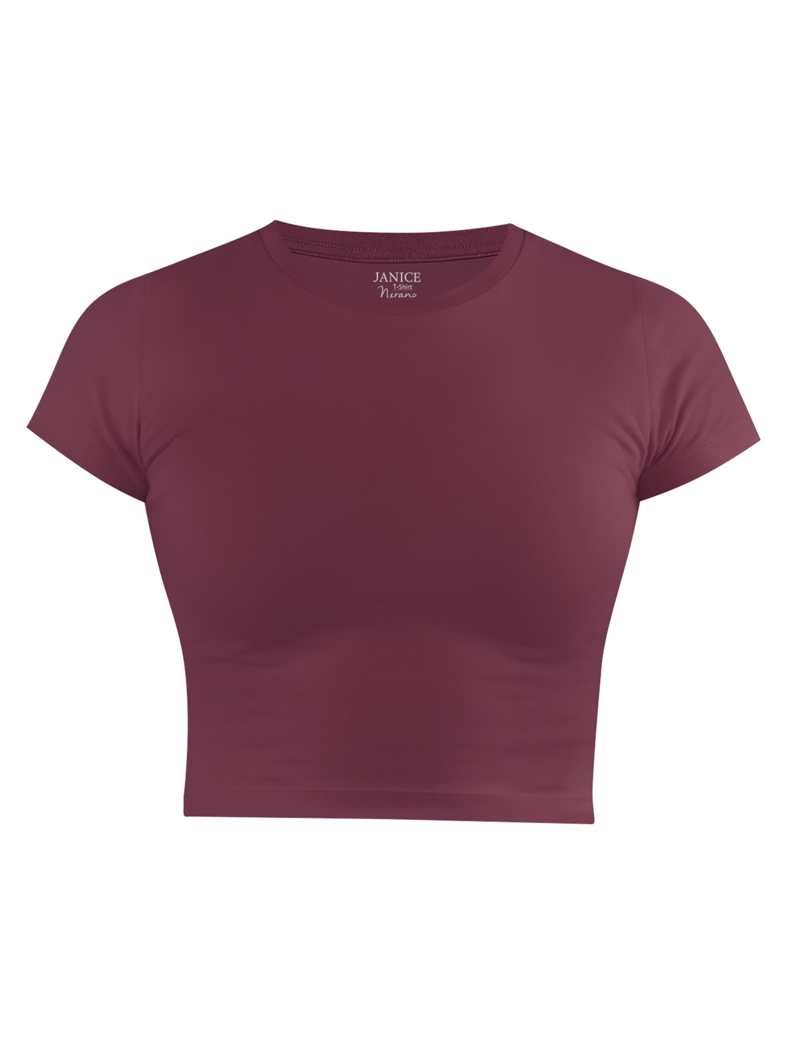 Bild von Damen crop T-Shirt hochgeschlossen „Nerano“ Burgund