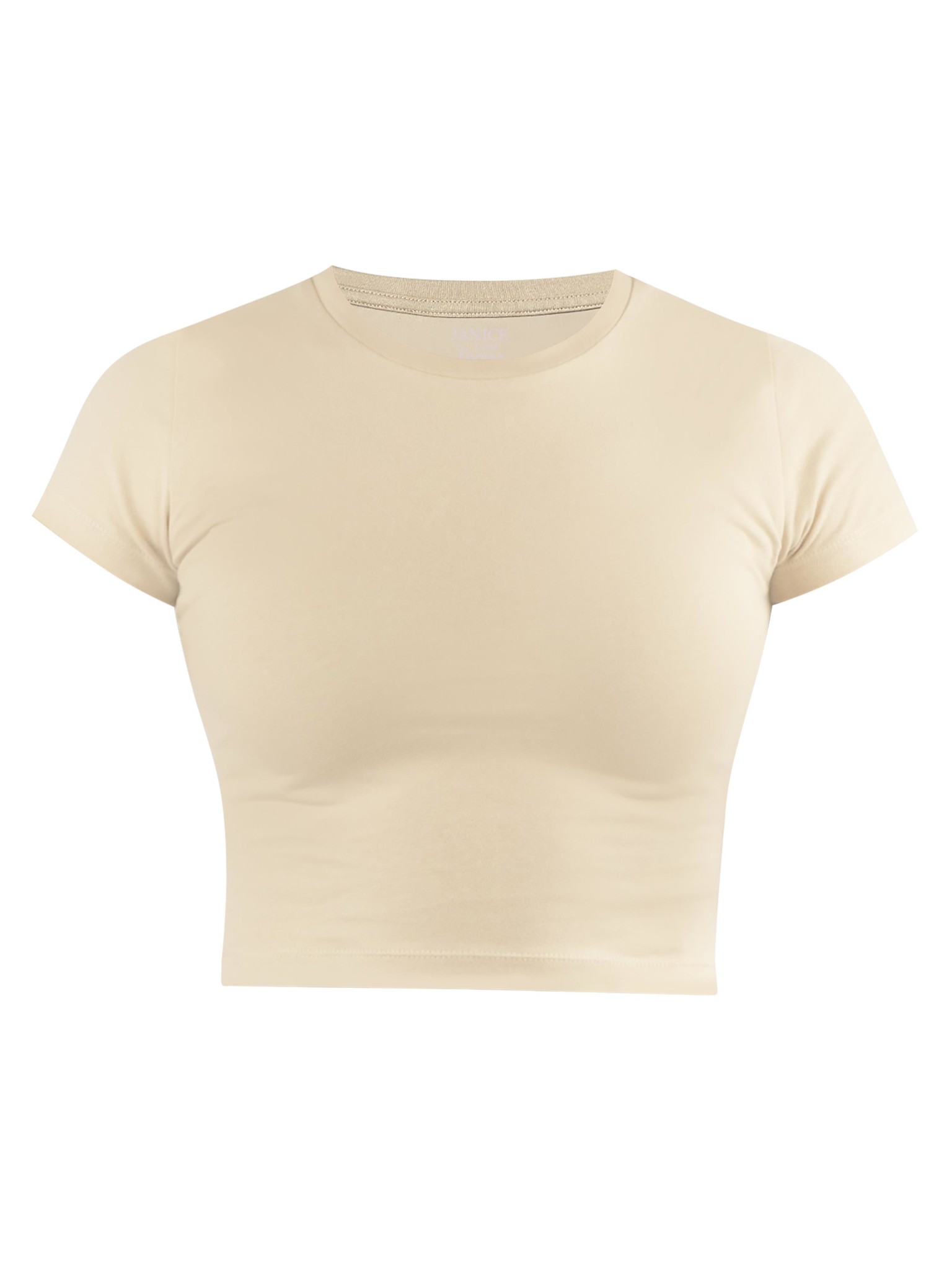 Bild von Damen crop T-Shirt hochgeschlossen „Nerano“ Beige