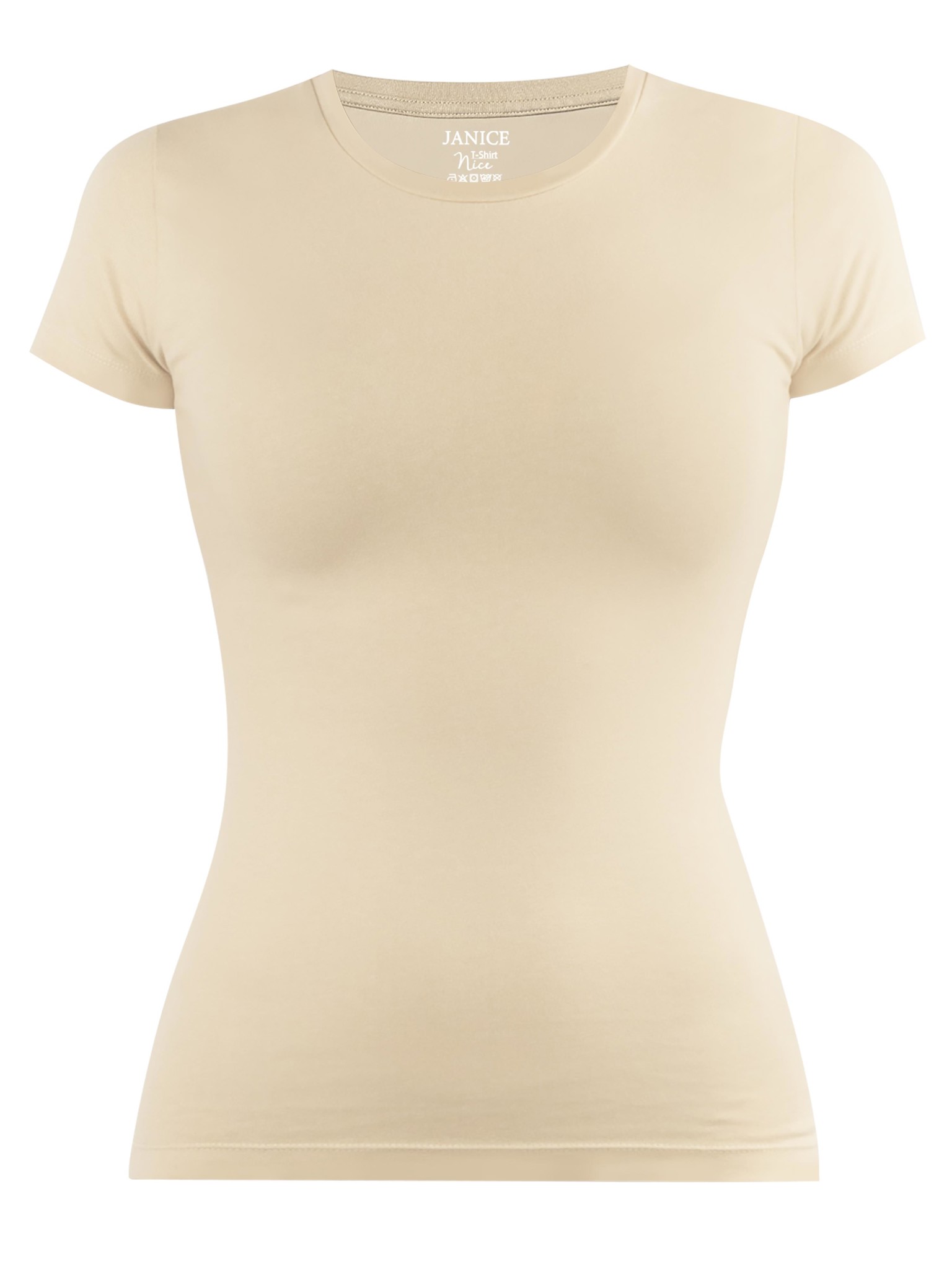 Bild von Damen T-Shirt hochgeschlossen „Nice“ Beige