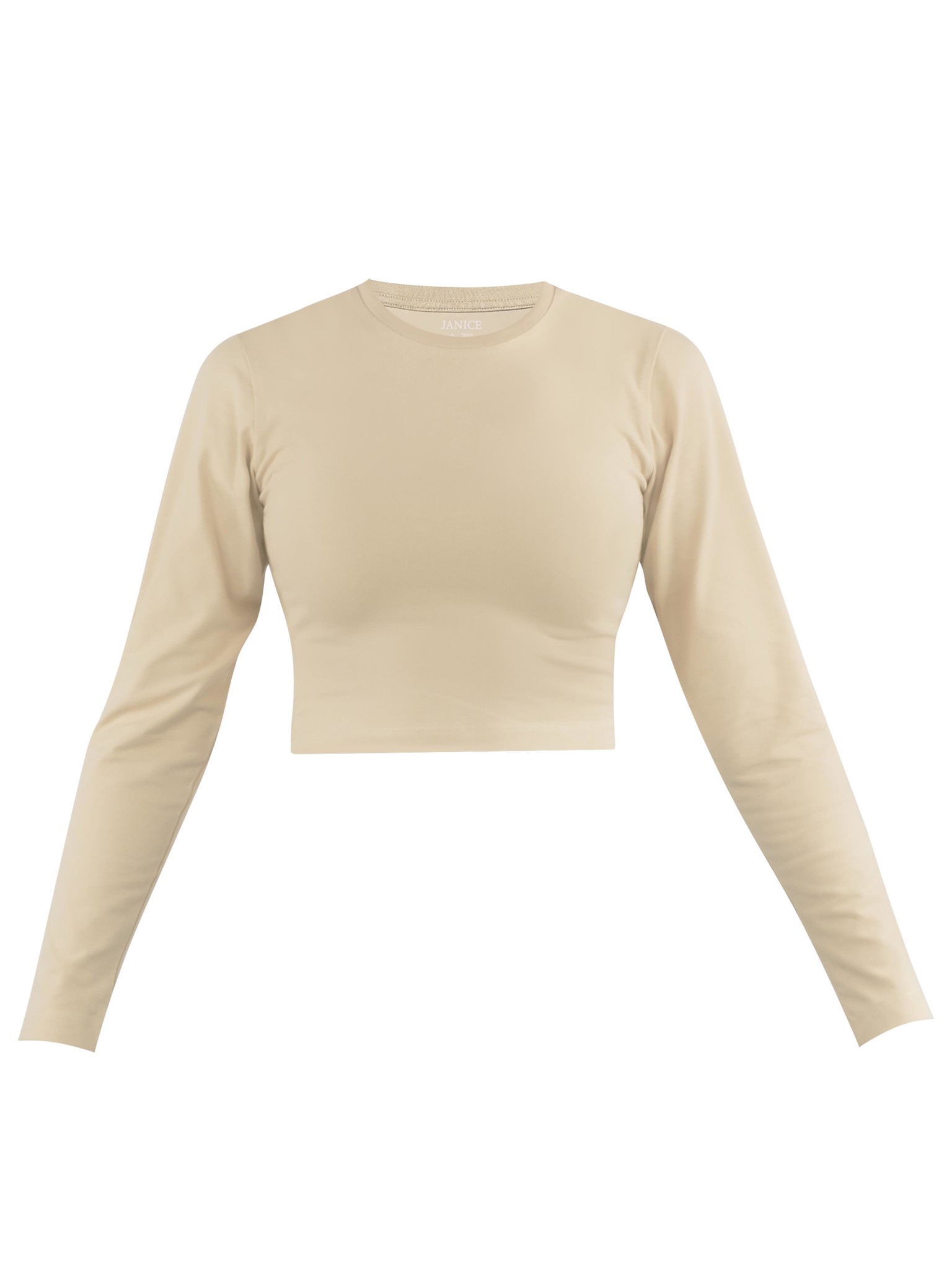 Bild von Damen crop Langarmshirt hochgeschlossen „Noia“ Beige