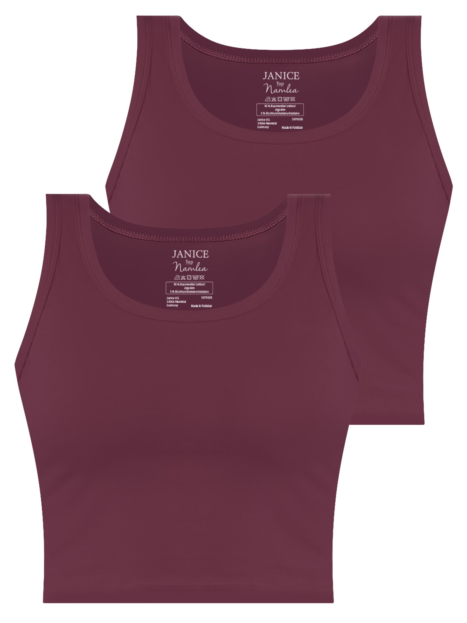 Bild von 2 x Damen crop Top „Namlea“ Burgund