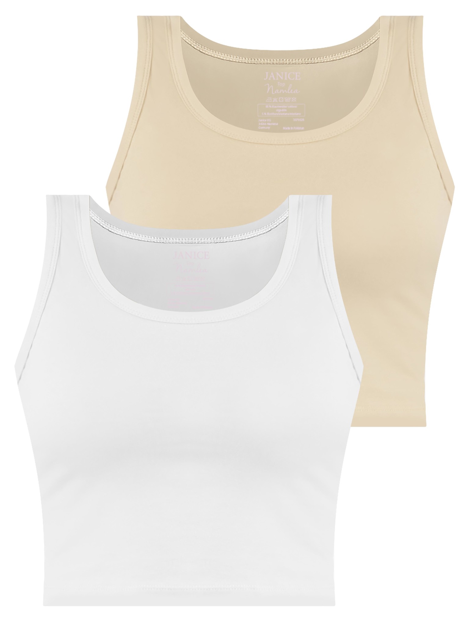 Bild von 2 x Damen crop Top „Namlea“ Beige/Weiß