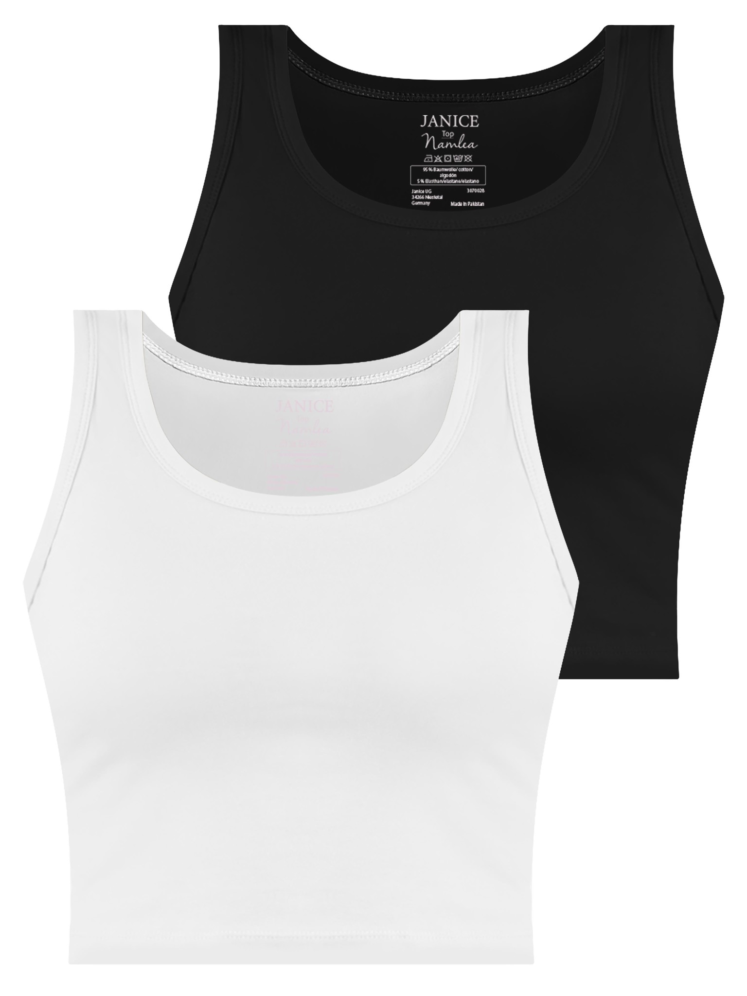 Bild von 2 x Damen crop Top „Namlea“ Schwarz/Weiß