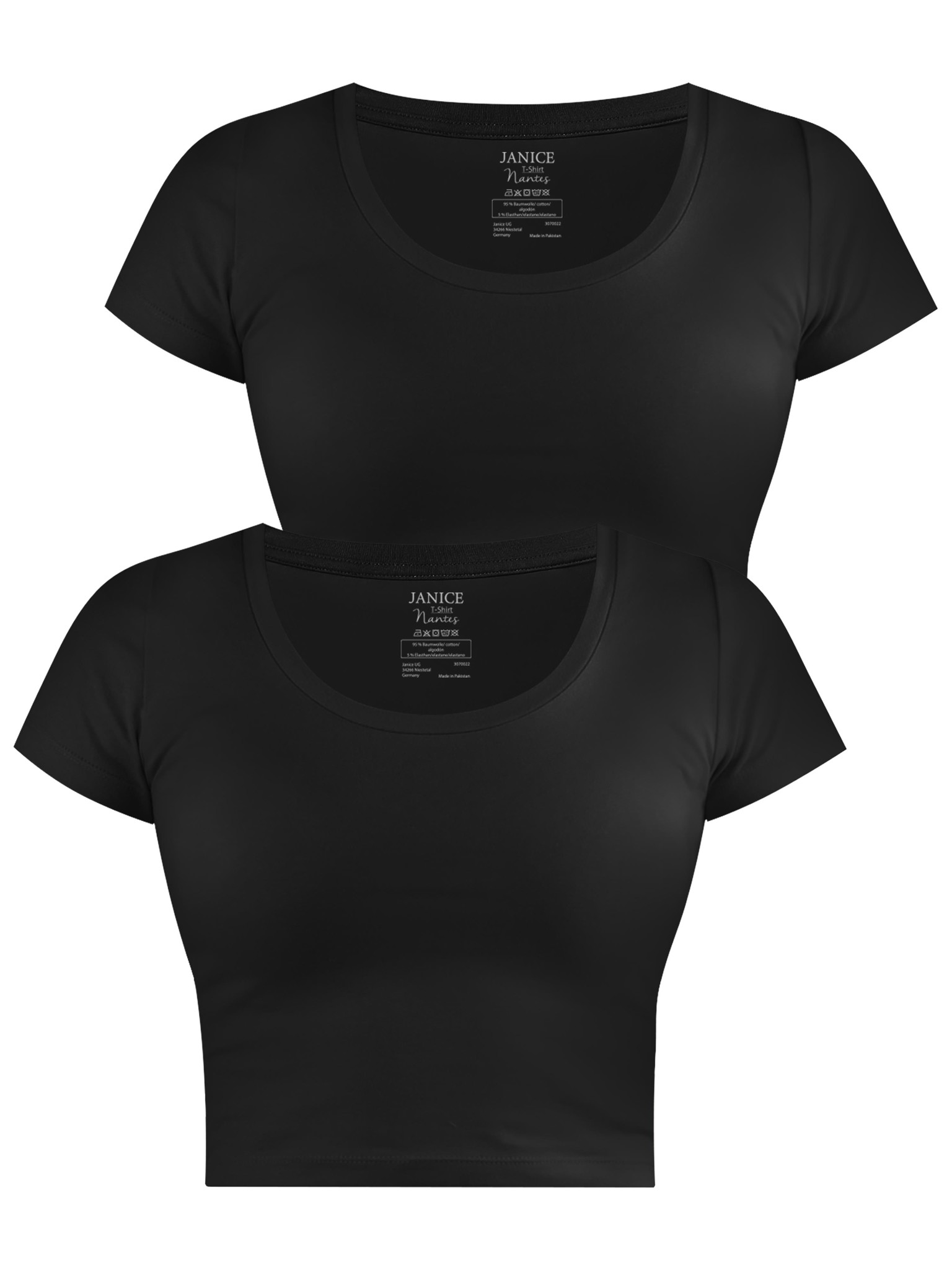 Bild von 2 x Damen crop T-Shirt „Nantes“ Schwarz