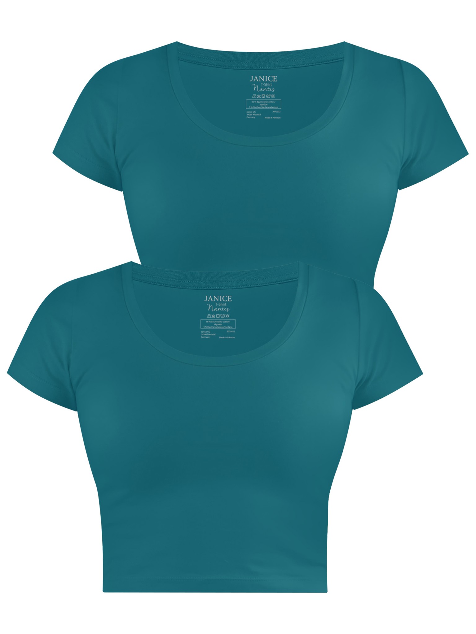 Bild von 2 x Damen crop T-Shirt „Nantes“ Petrol