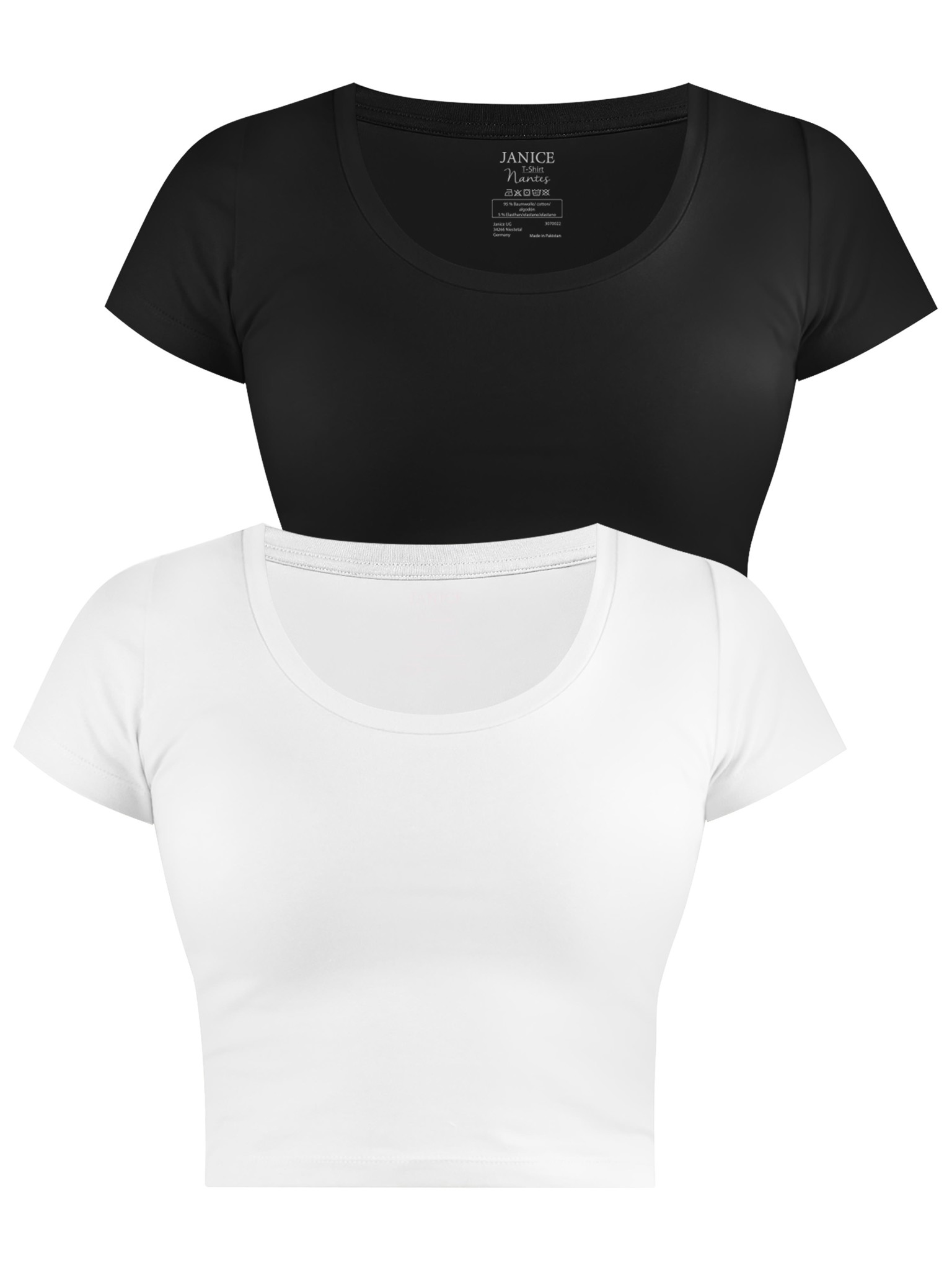 Bild von 2 x Damen crop T-Shirt „Nantes“ Schwarz/Weiß