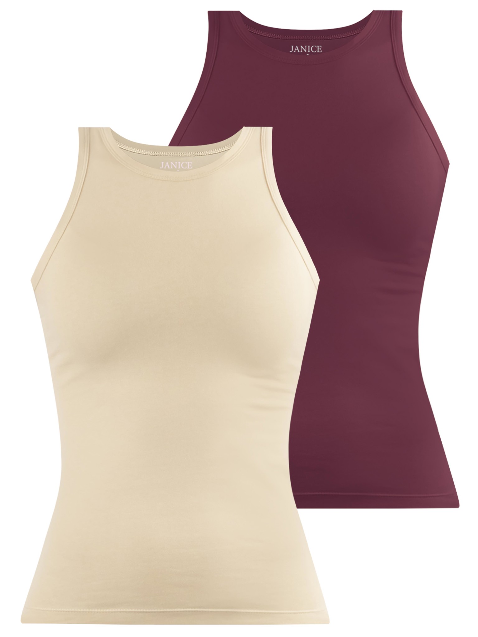 Bild von 2 x Damen Top hochgeschlossen „Nauta“ Beige/Burgund