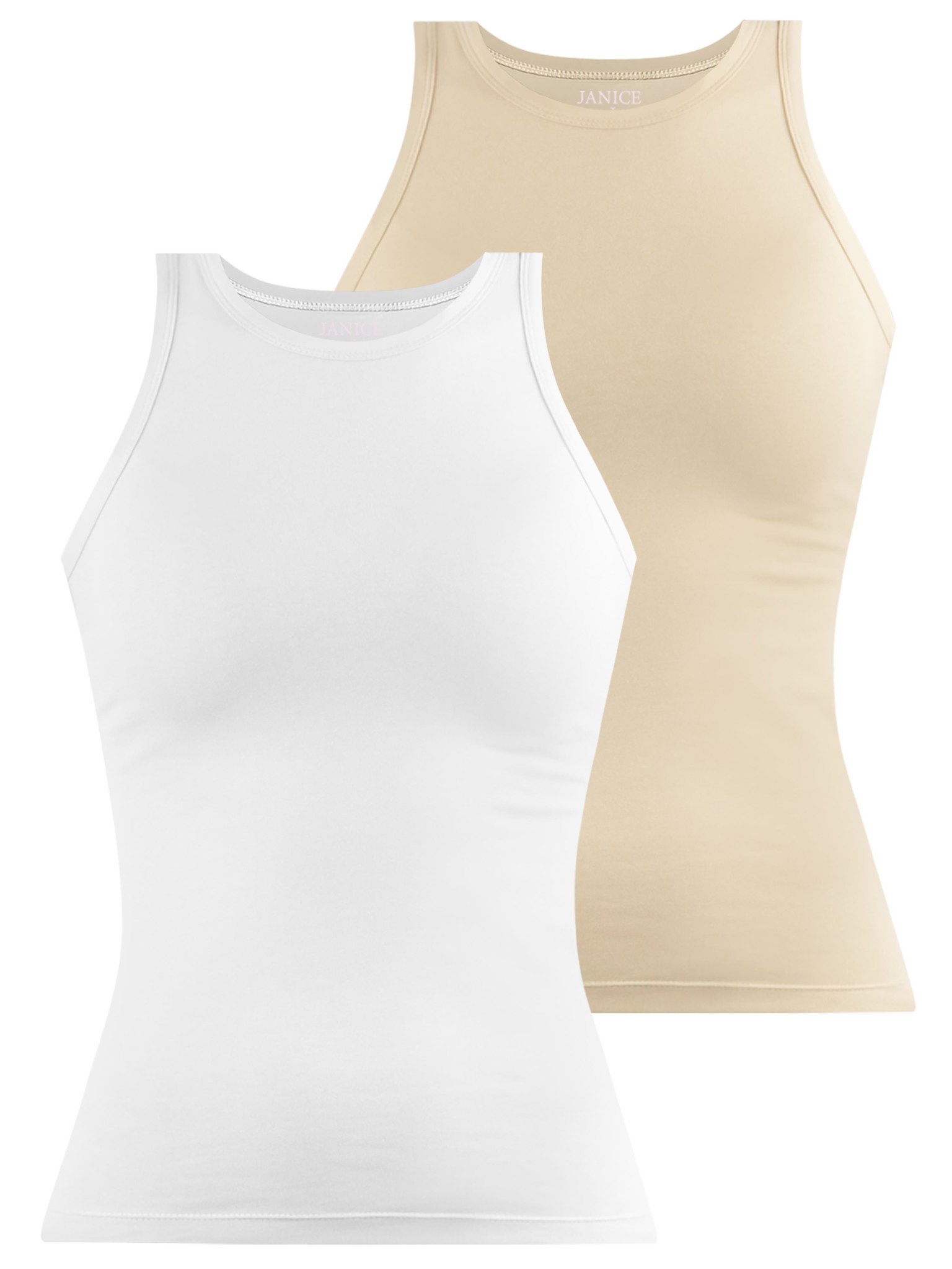 Bild von 2 x Damen Top hochgeschlossen „Nauta“ Beige/Weiß