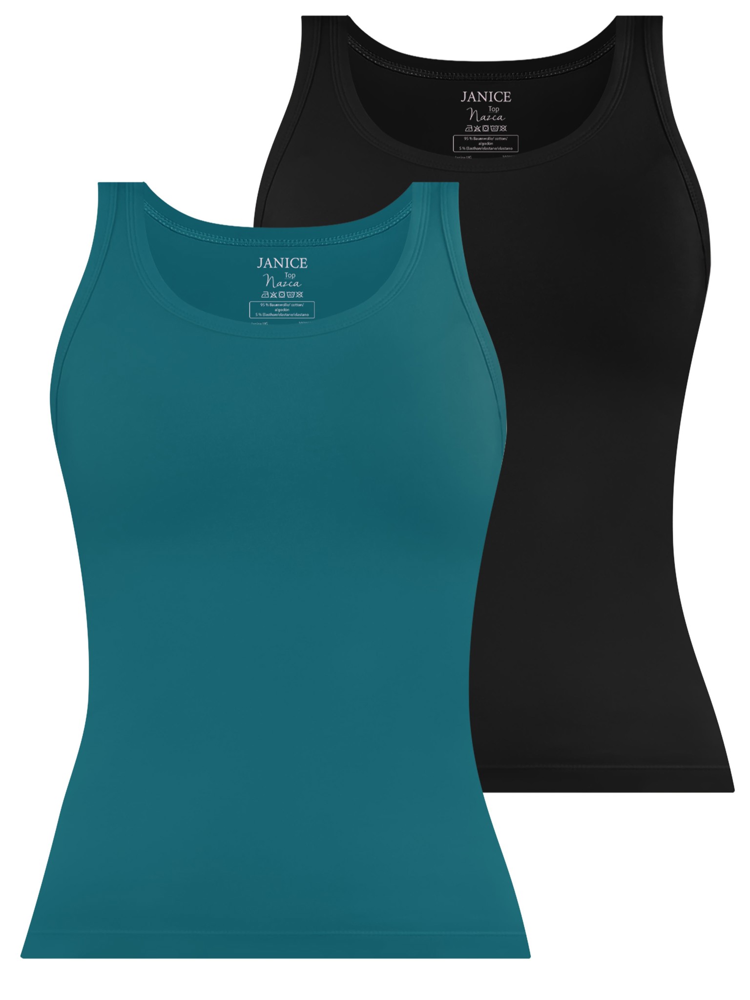 Bild von 2 x Damen Top „Nazca“ Petrol/Schwarz