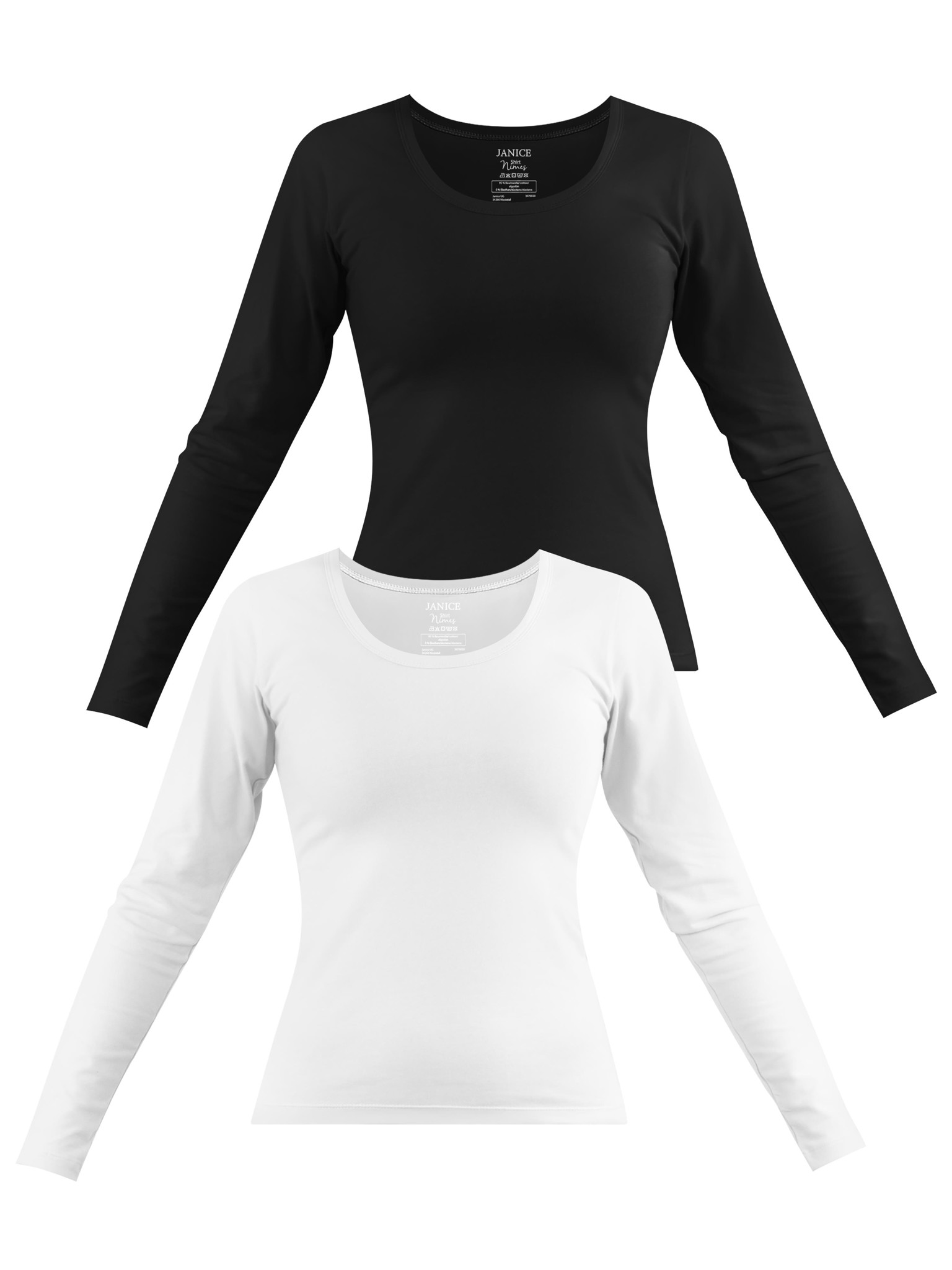 Bild von 2 x Damen Langarmshirt „Nimes“ Schwarz/Weiß