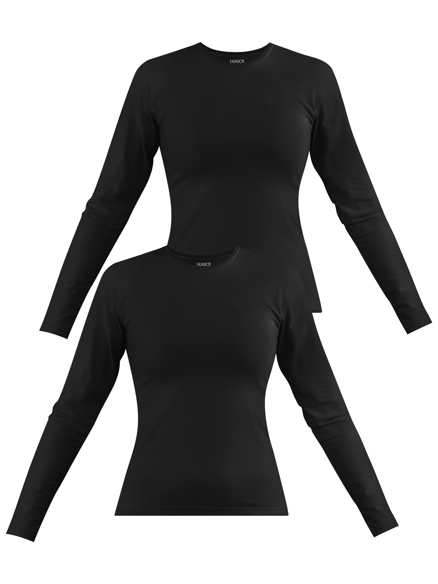 Bild von 2 x Damen Langarmshirt hochgeschlossen „Niska“ Schwarz