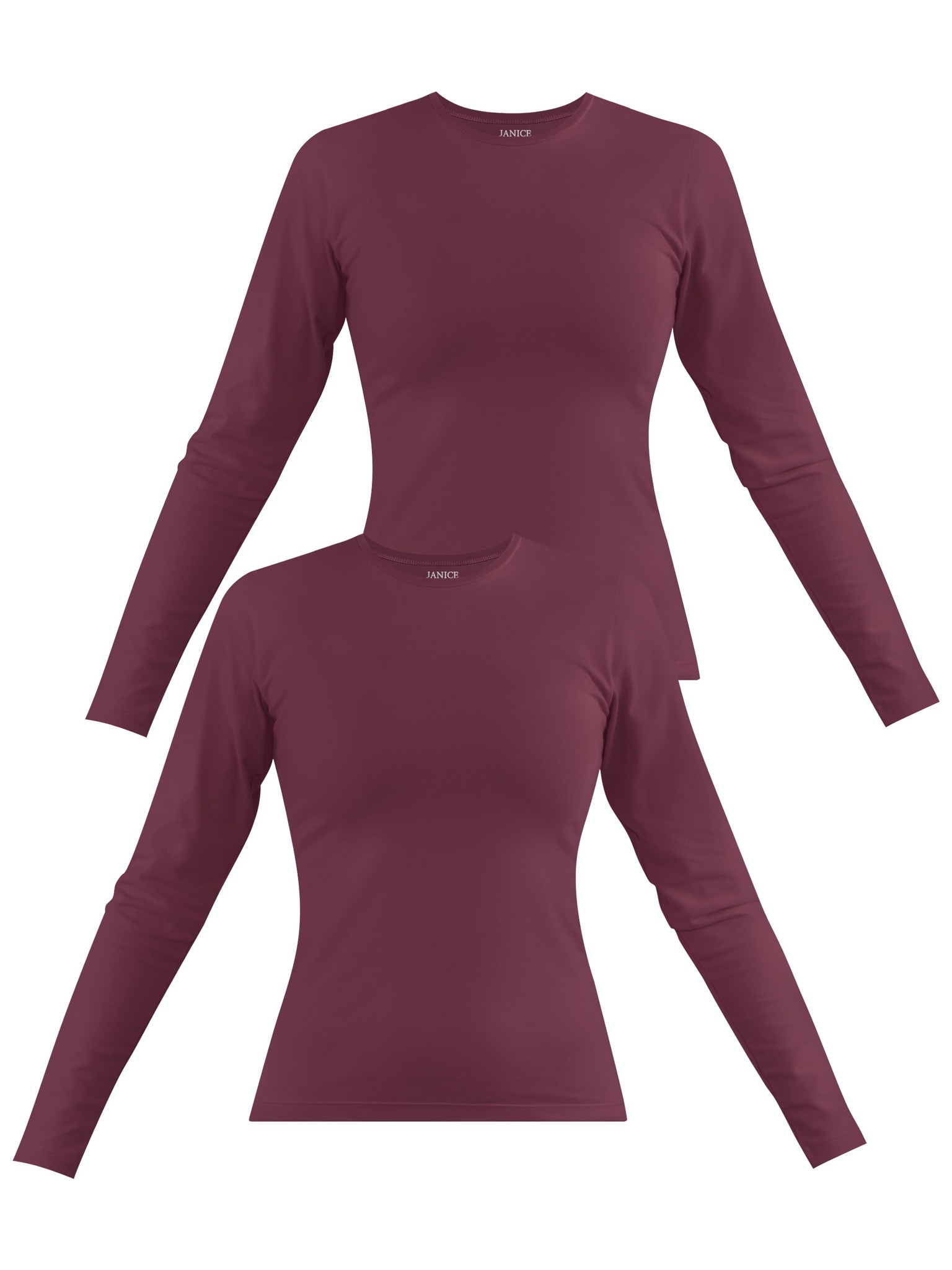 Bild von 2 x Damen Langarmshirt hochgeschlossen „Niska“ Burgund