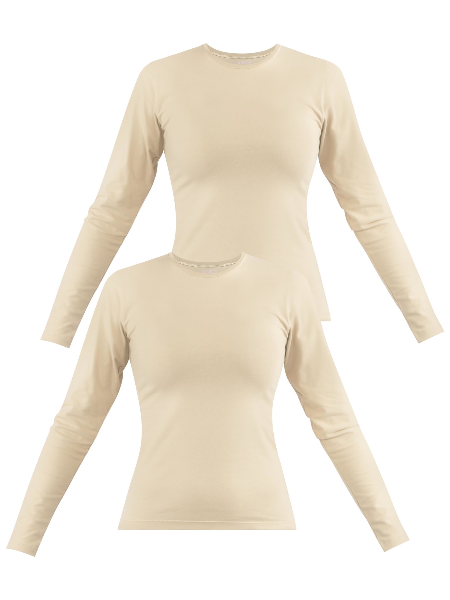 Bild von 2 x Damen Langarmshirt hochgeschlossen „Niska“ Beige
