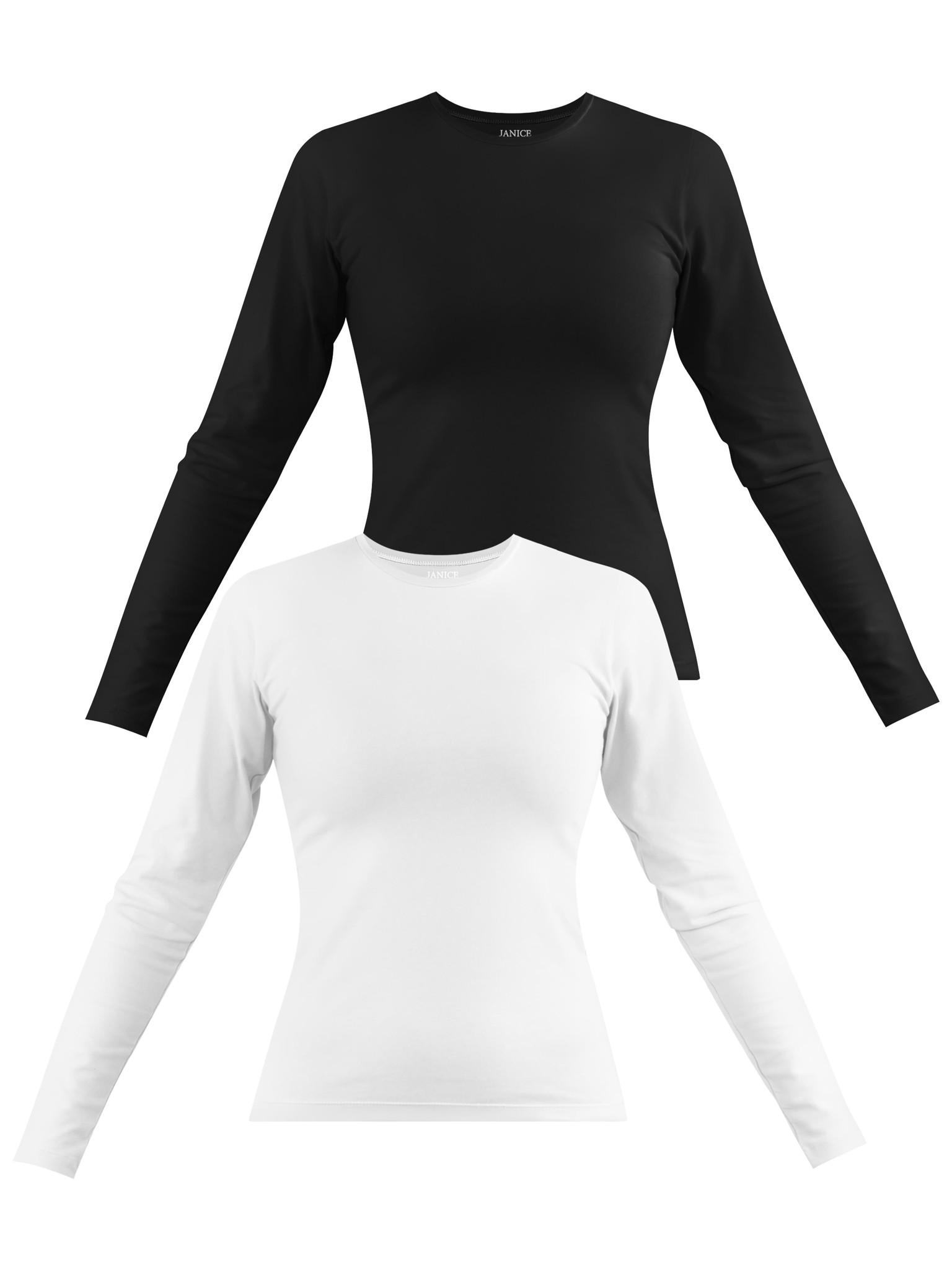Bild von 2 x Damen Langarmshirt hochgeschlossen „Niska“ Schwarz/Weiß