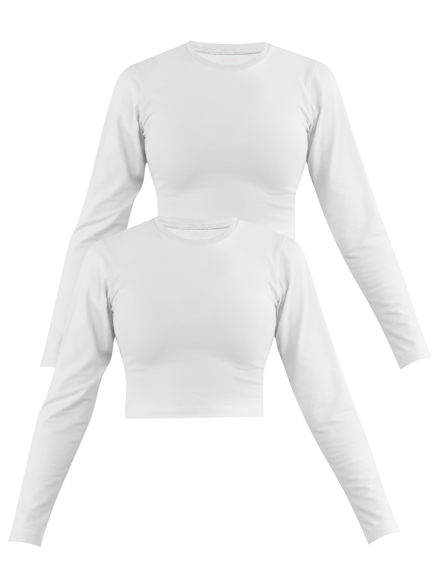 Bild von 2 x Damen crop Langarmshirt hochgeschlossen „Noia“ Weiß