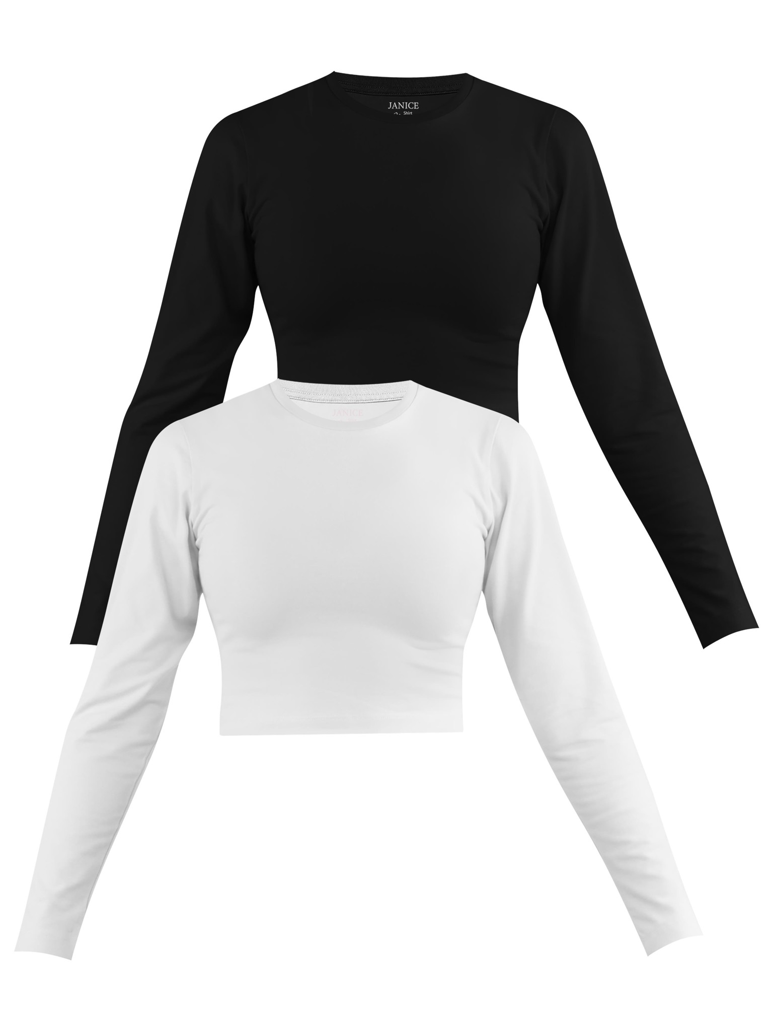 Bild von 2 x Damen crop Langarmshirt hochgeschlossen „Noia“ Schwarz/Weiß