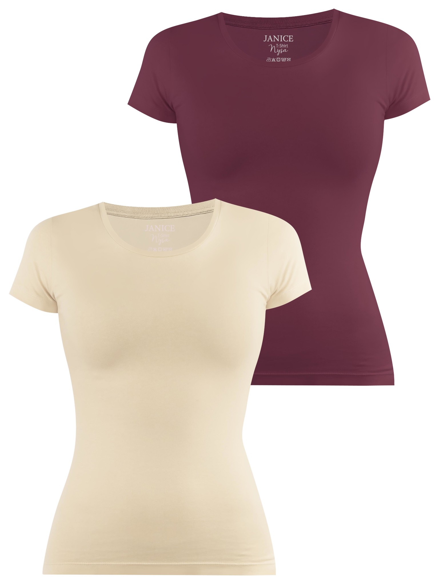 Bild von 2 x Damen T-Shirt „Nysa“ Beige/Burgund