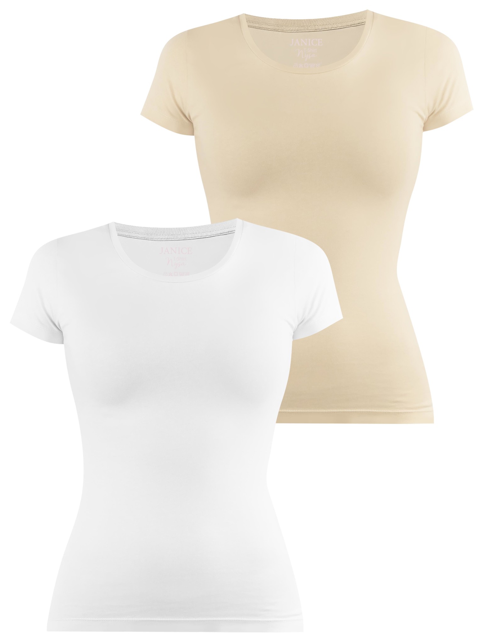 Bild von 2 x Damen T-Shirt „Nysa“ Beige/Weiß